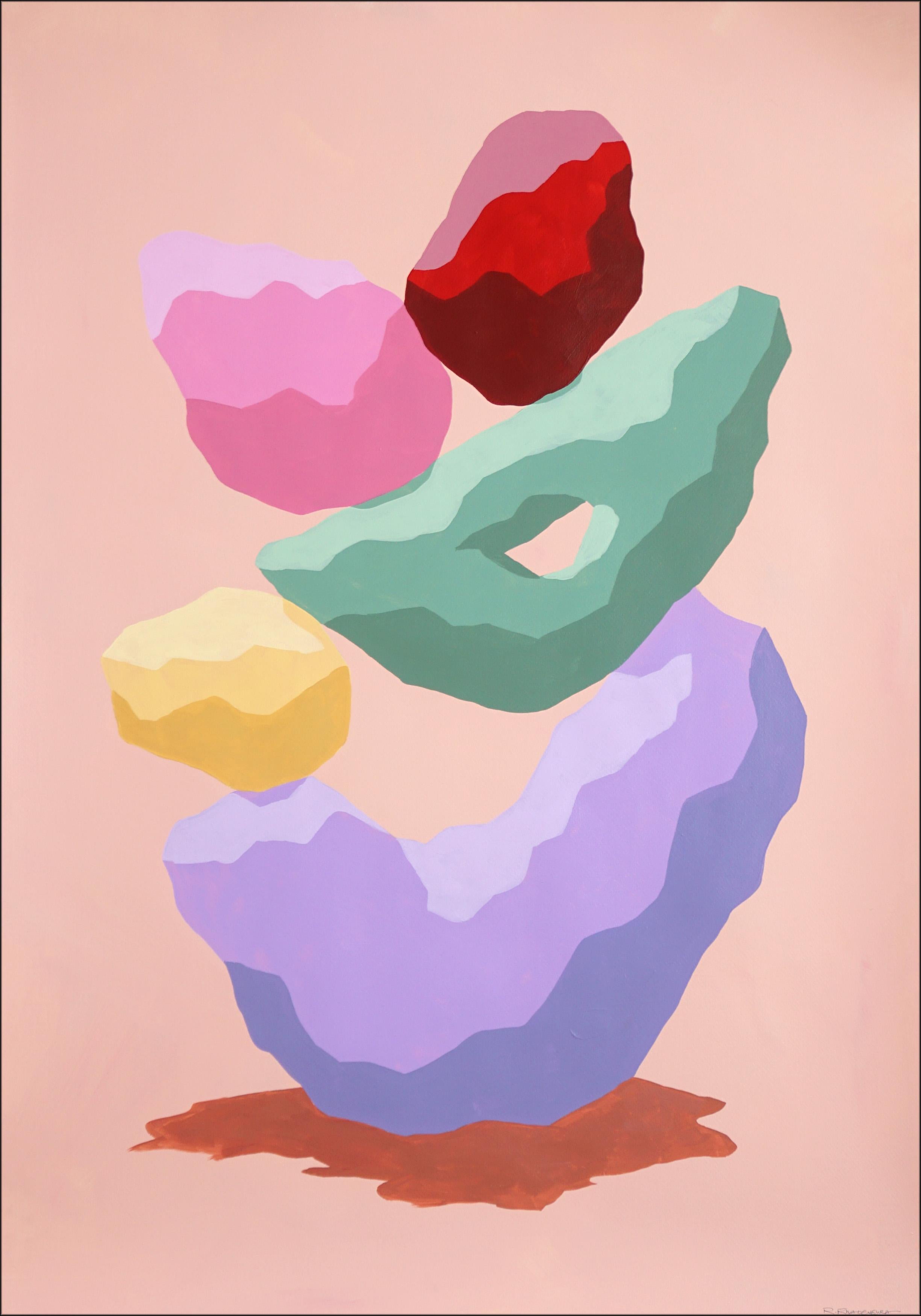 Candy Stack, Vivid Colors, Abstract Render Totem Painting, Urban Gems, Red Green