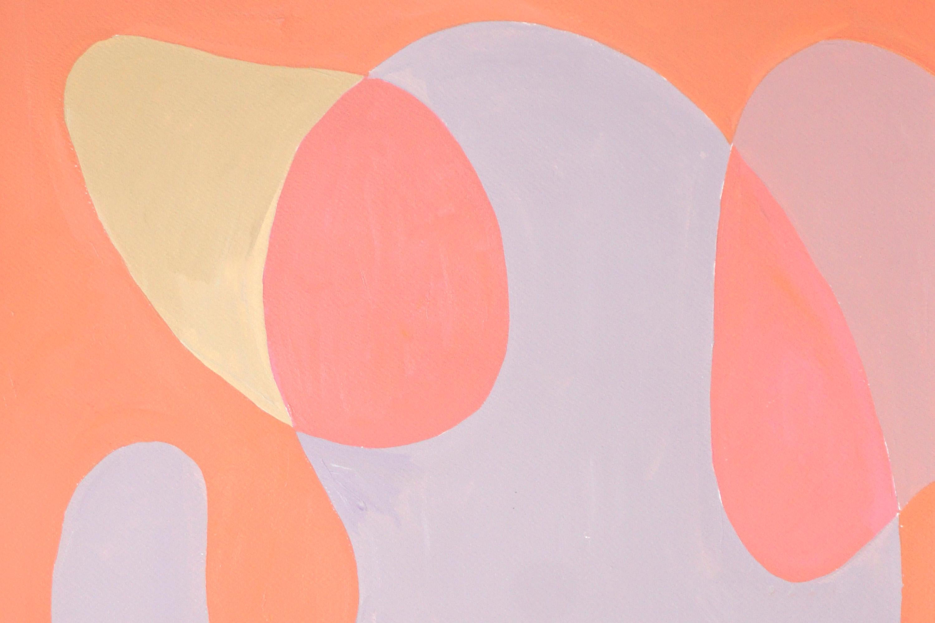 Coral Reef Abstraction, Pastel Tones Triptych Pink and Mauve, Post-Modern Shapes 4