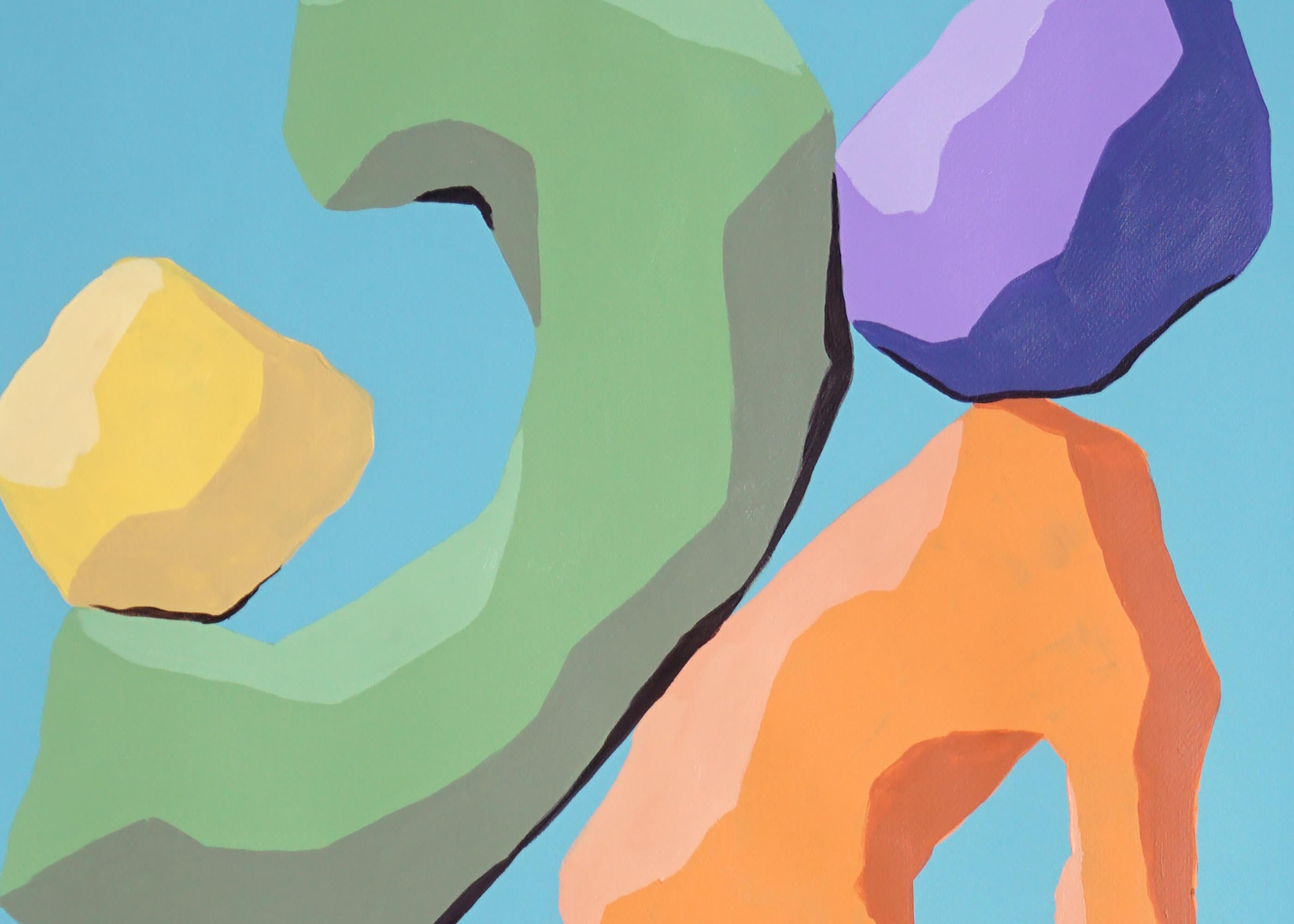 Sculpture en corail, Totem aux tons Vivid, 3D Gems Stone in Blue, Pink, Orange, Yellow - Géométrique abstrait Painting par Ryan Rivadeneyra