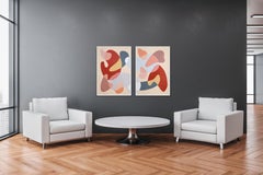 Fifties Grand Canyon, Mid-Century Shapes Diptych, Abstract Landscape, Red, Blue