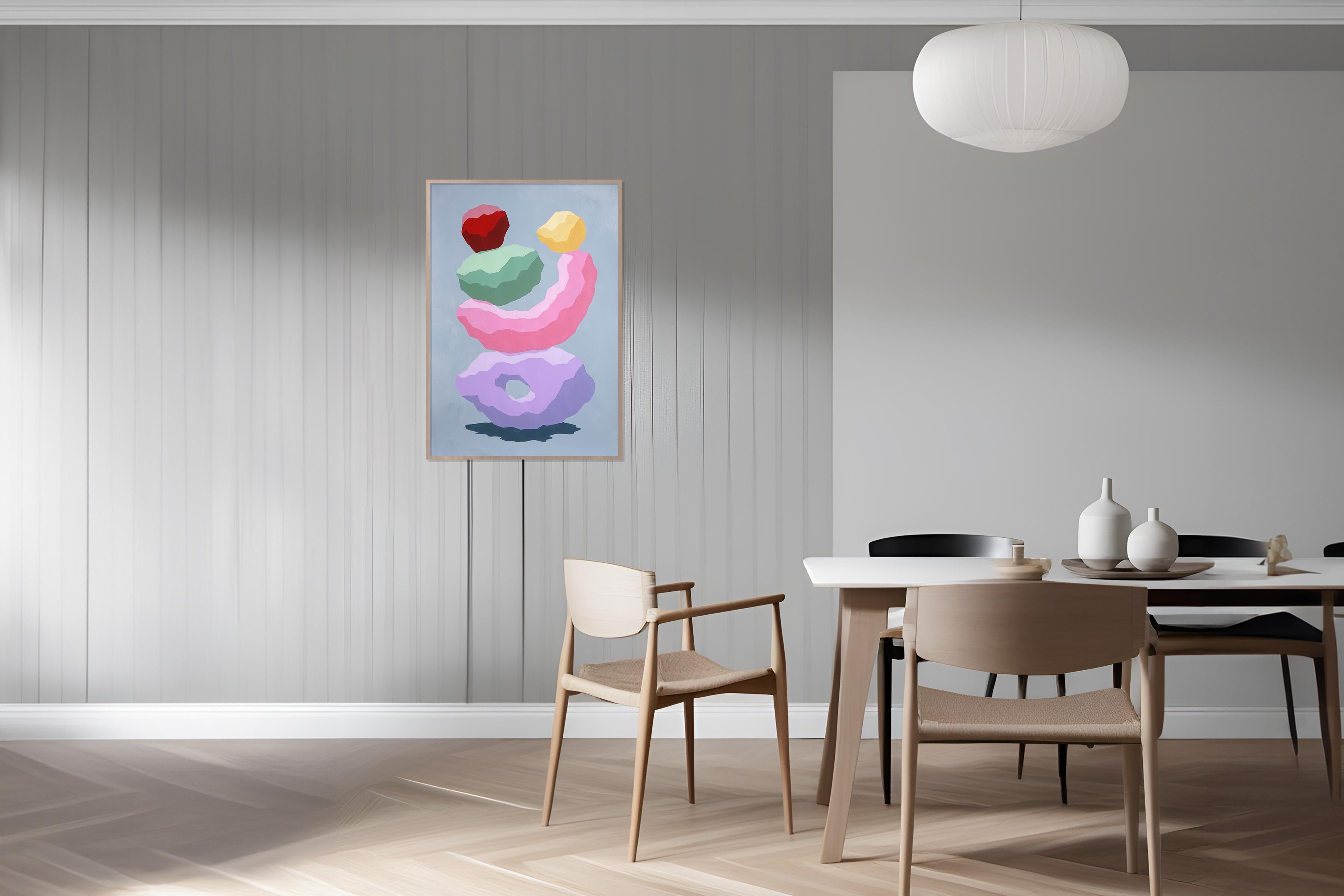 Fresh Imbalance, Pastel Tones Abstract Render Totem, Urban Gems, Soft Blue, Pink For Sale 1