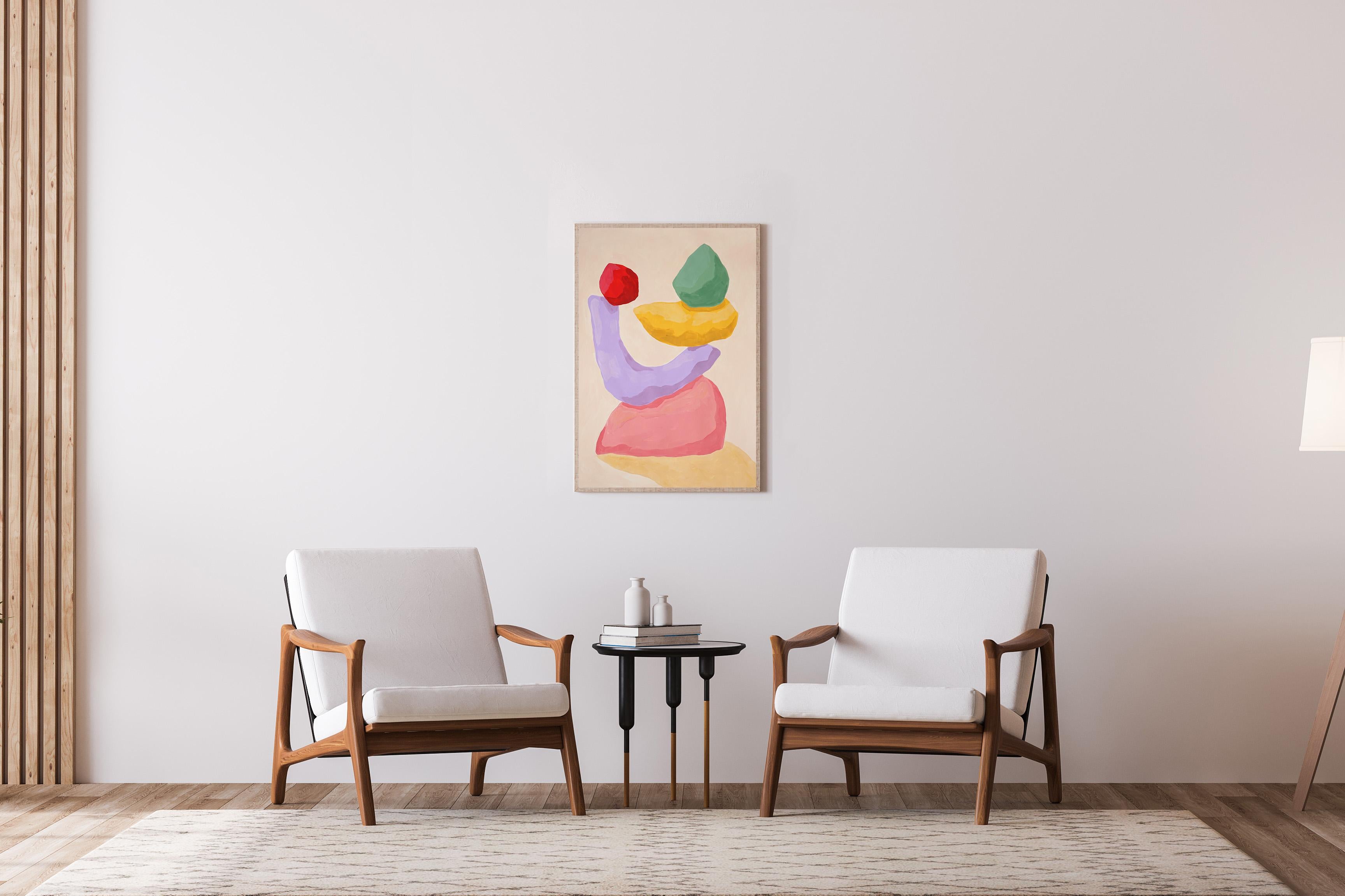 Garden Sculpture, Pastel Palette, Abstract Render Shapes Pink, Yellow Monumental For Sale 1