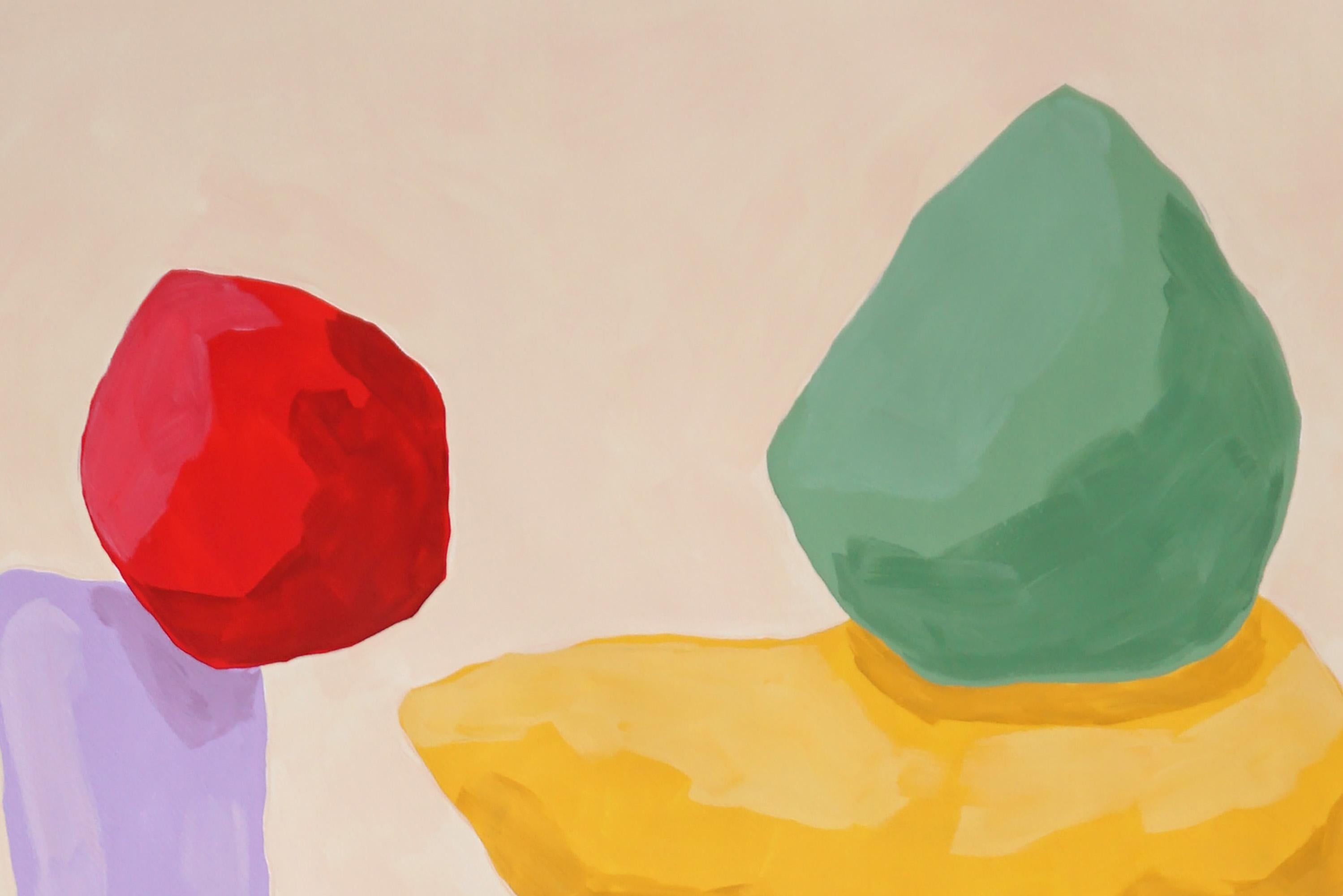 Escultura de Jardín, Paleta Pastel, Formas Abstractas Render Rosa, Amarillo Monumental en venta 2