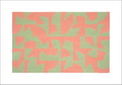 Green and Pink Visual Exercise, Horizontal Tile Patterns, Abstract Hieroglyphics