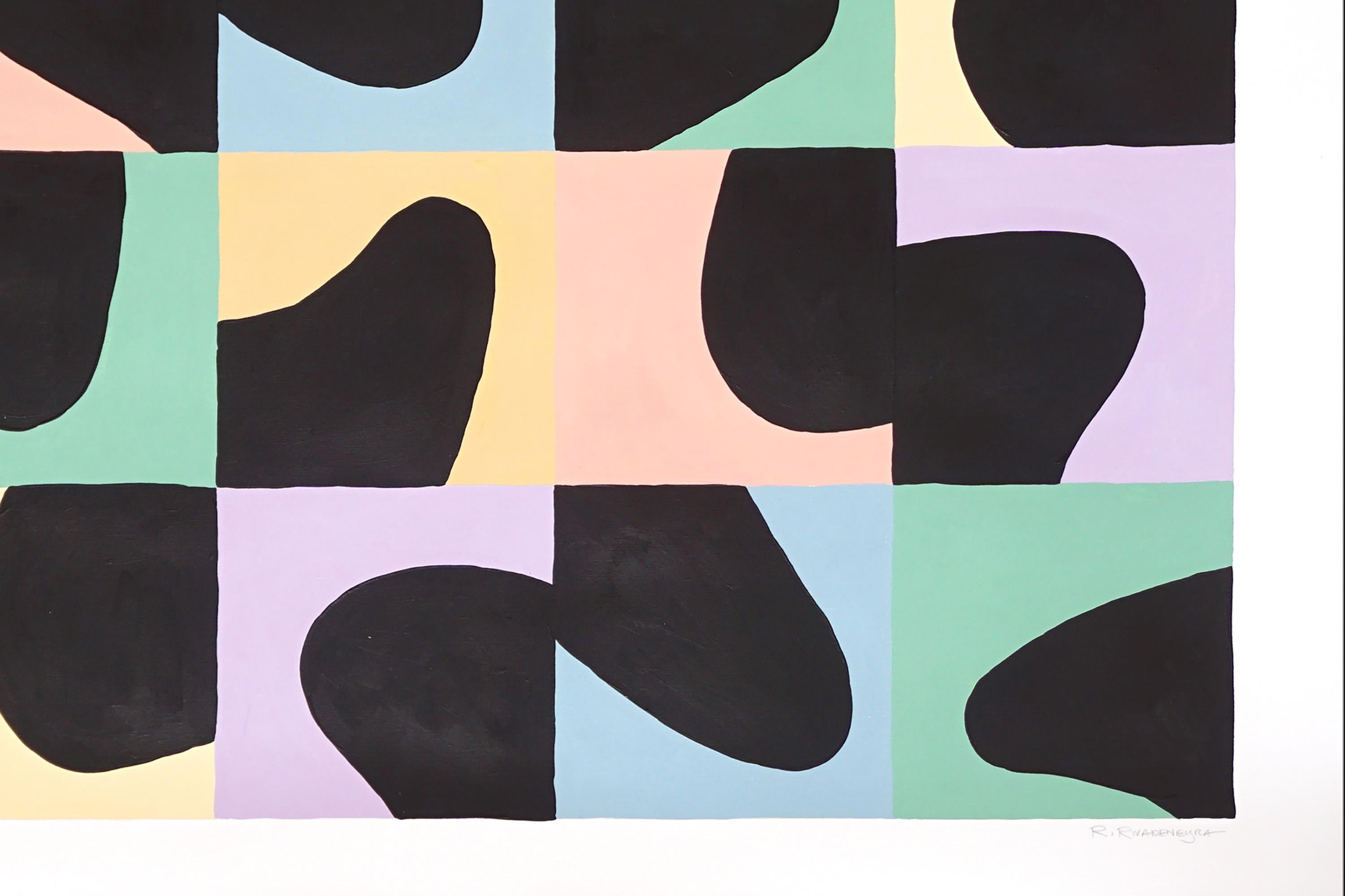 Half Empty Spaces, Urban Style Tiles, Miami Pastel Tones, Pink, Yellow Terrazzo  - Contemporary Painting by Ryan Rivadeneyra