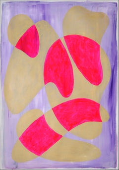 Hot Pink and Cream Curves, Avant Garde Shapes with Soft Urban Style Background