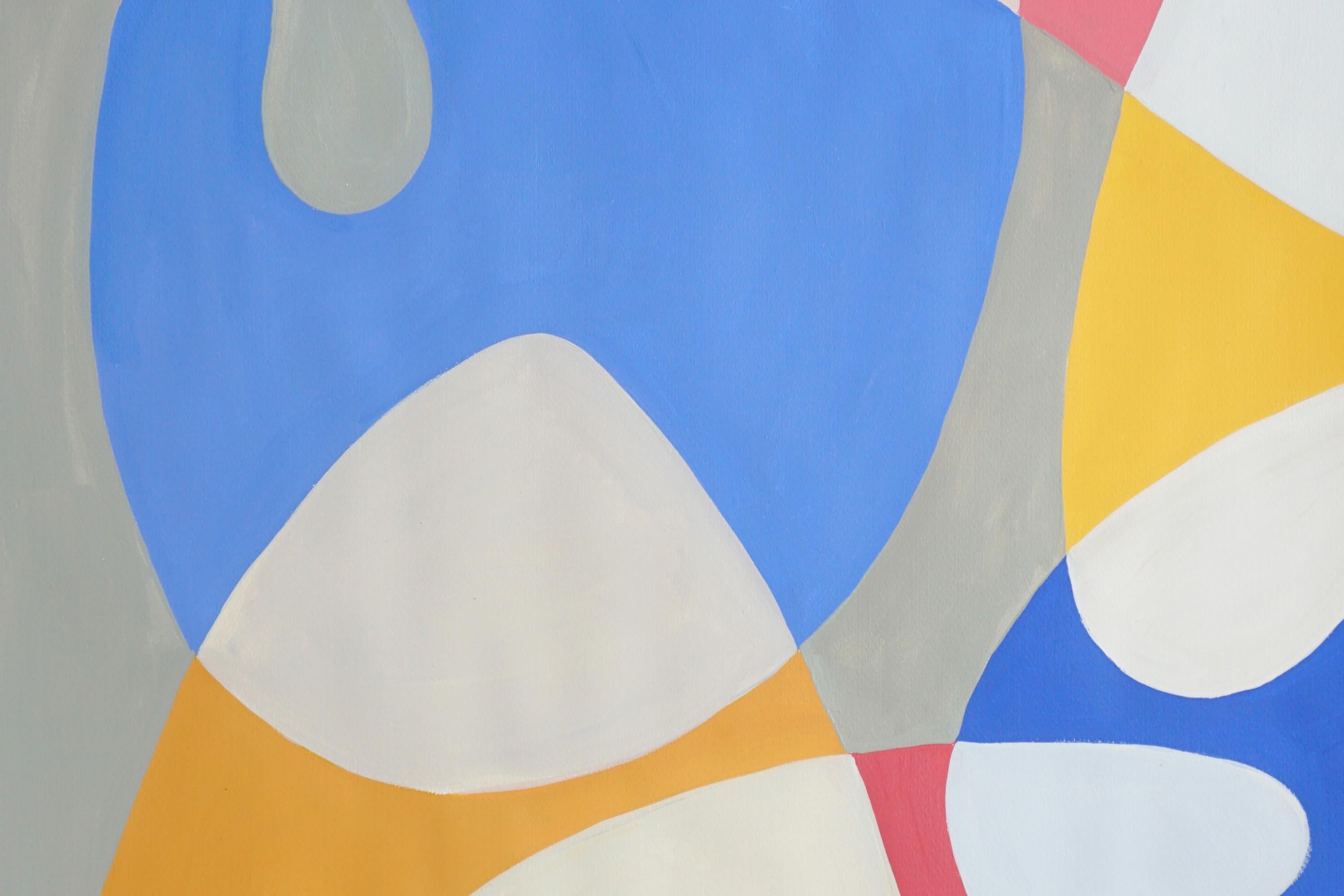 Mobile Shapes and Curves, Pastel Tones Triptych, Organic Modern Shapes on Paper For Sale 5