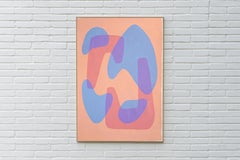 Peinture de formes modernes aux tons pastel, formes douces abstraites, rose, bleu