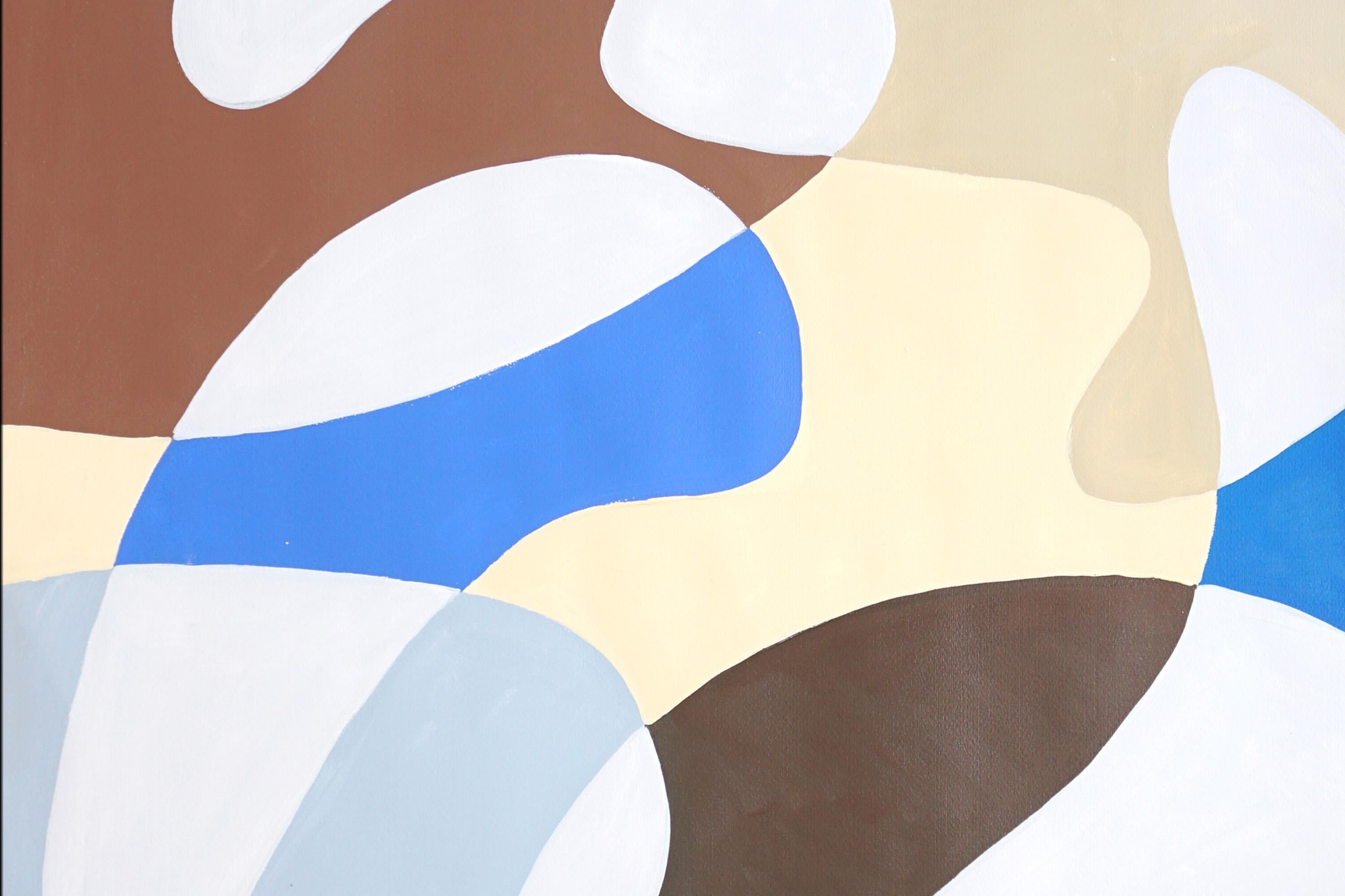 Modernistische Höhlenformen, Erdtöne Triptychon, Organische moderne Formen auf Papier im Angebot 6