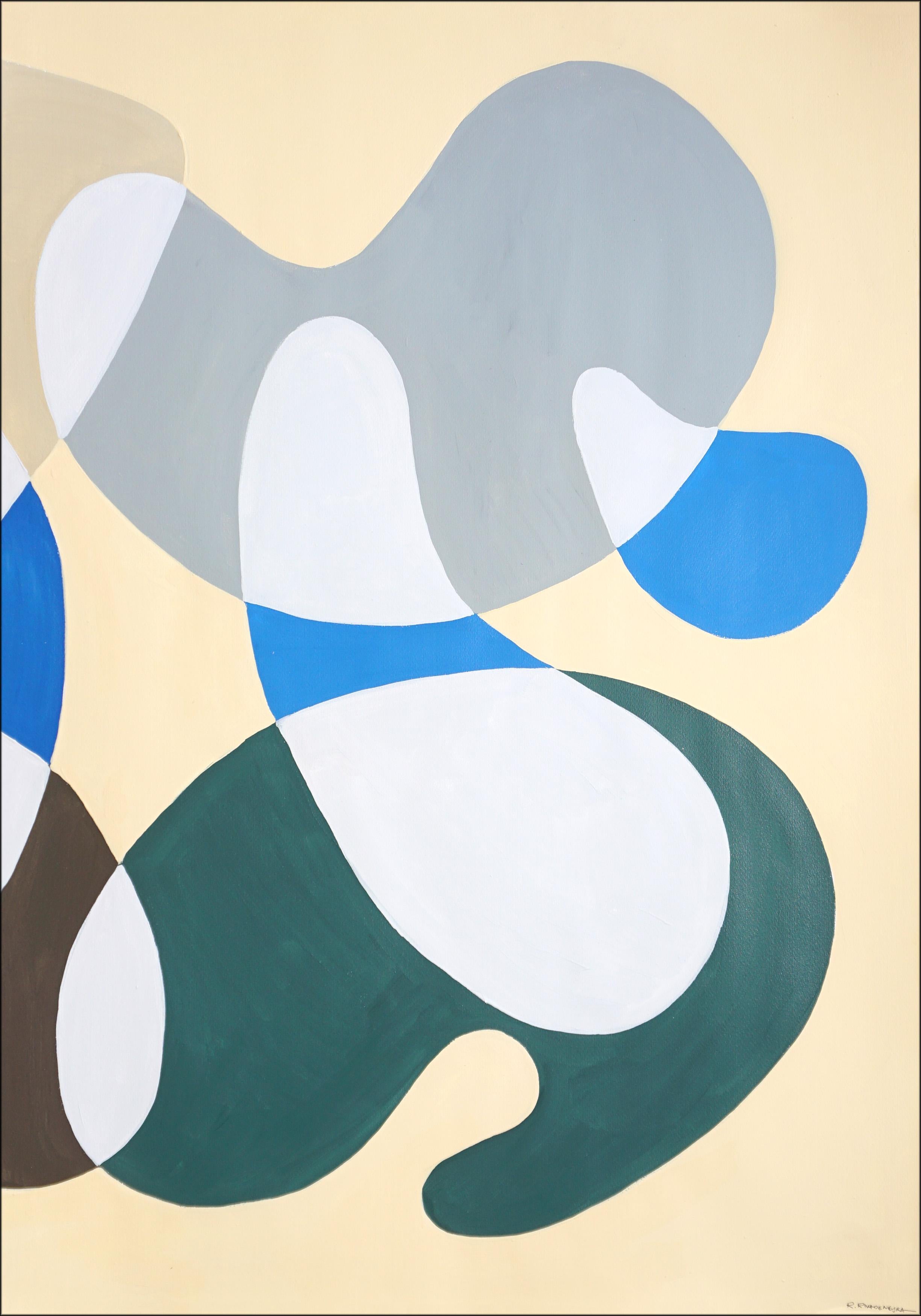 Modernistische Höhlenformen, Erdtöne Triptychon, Organische moderne Formen auf Papier im Angebot 1
