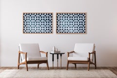 Modernist Mural, Horizontal Diptych, Black and White Miami Inspired Breezeblocks