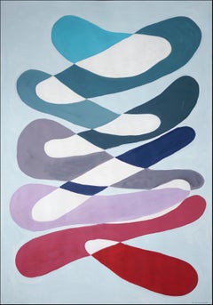 Modernistische organische vertikale Malerei, ovale transluzente schwebende Formen, Pastell