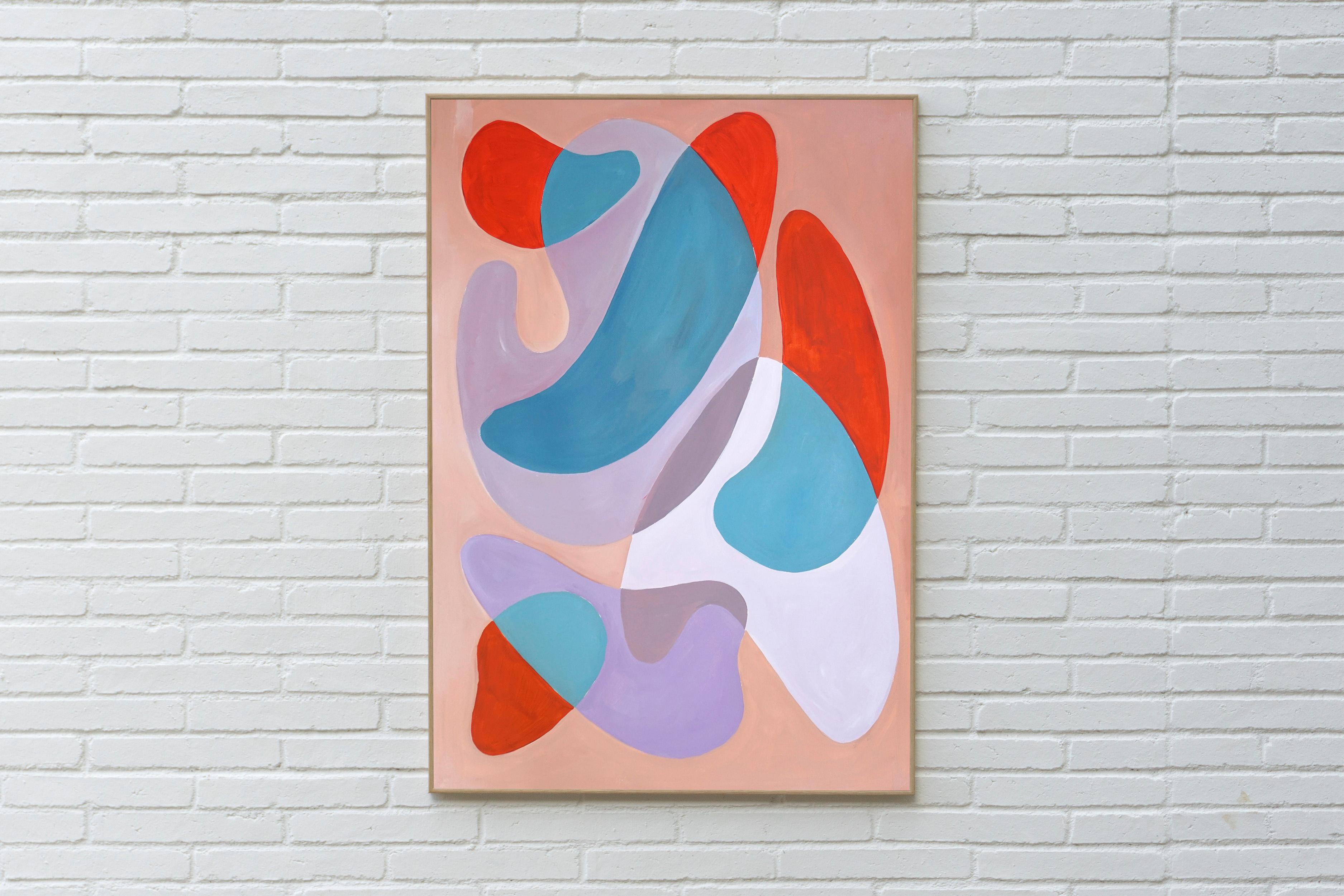 Modernist Palettes, Orange and Turquoise Mid-Century Floating Shapes, Abstract  - Painting by Ryan Rivadeneyra