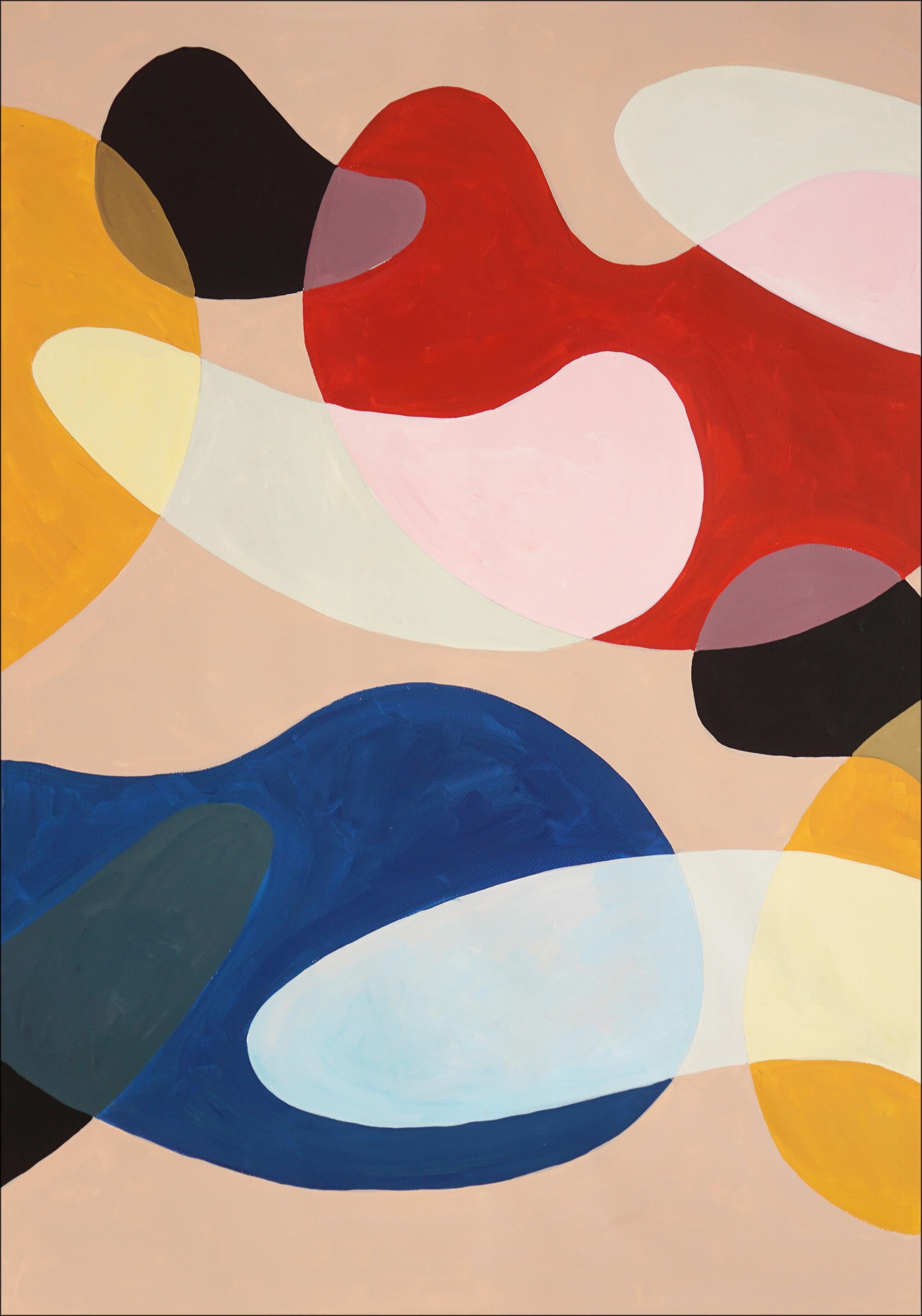 Modernist Primary Tones Triptychon, Rot, Gelb, Blau Abstrakt Midcentury  Formen im Angebot 1
