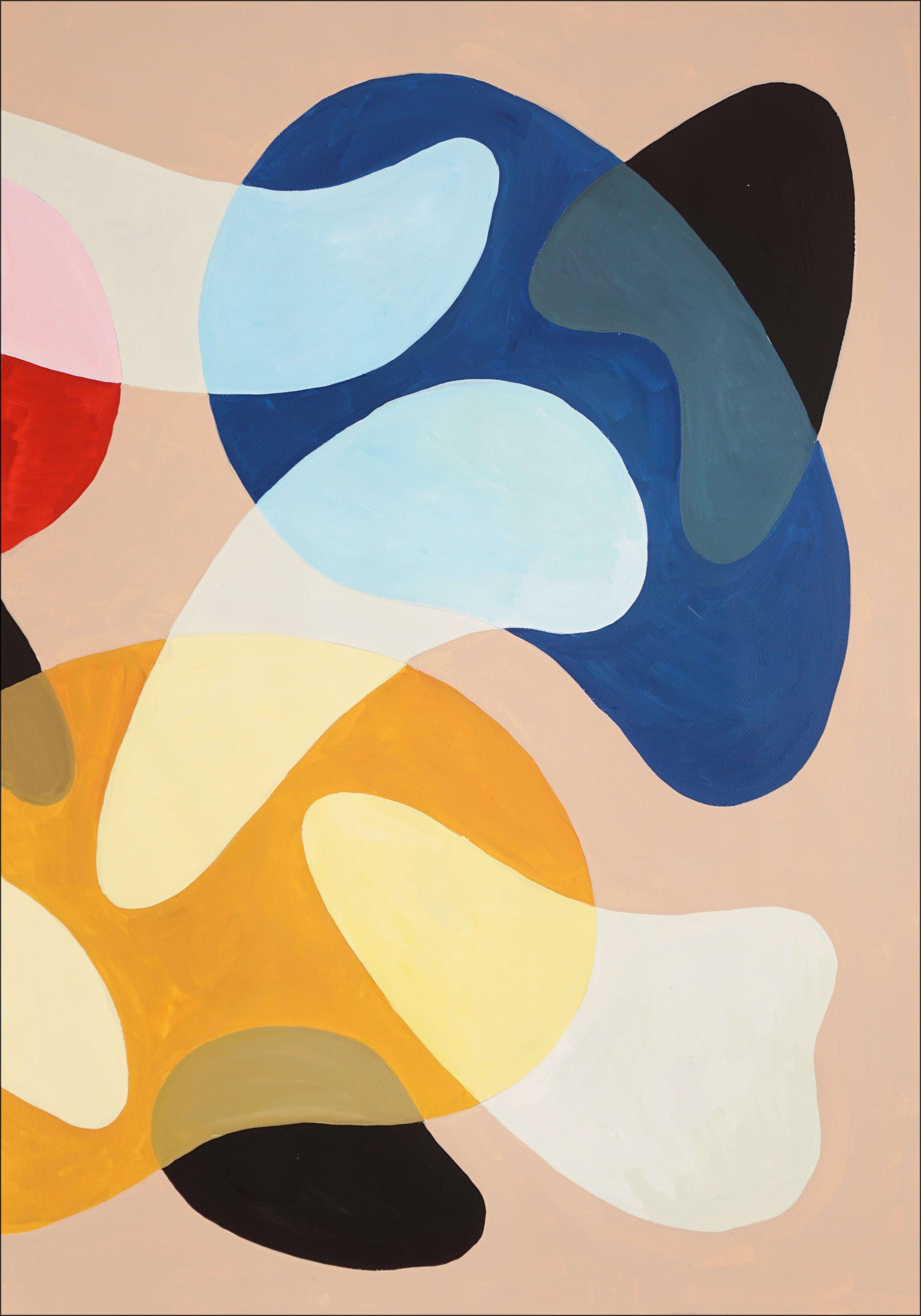 Triptyque de tons primaires moderniste, rouge, jaune, bleu abstrait, milieu du siècle dernier  Formes en vente 1