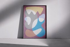 Formas modernistas sobre malva, pintura de mediados de siglo, formas flotantes lúdicas, papel