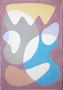 Formas modernistas sobre malva, pintura de mediados de siglo, formas flotantes lúdicas, papel