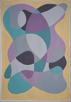 Pacific Island Abstraction, Vertical Painting, Avantgarde Shapes, Tropical Mauve