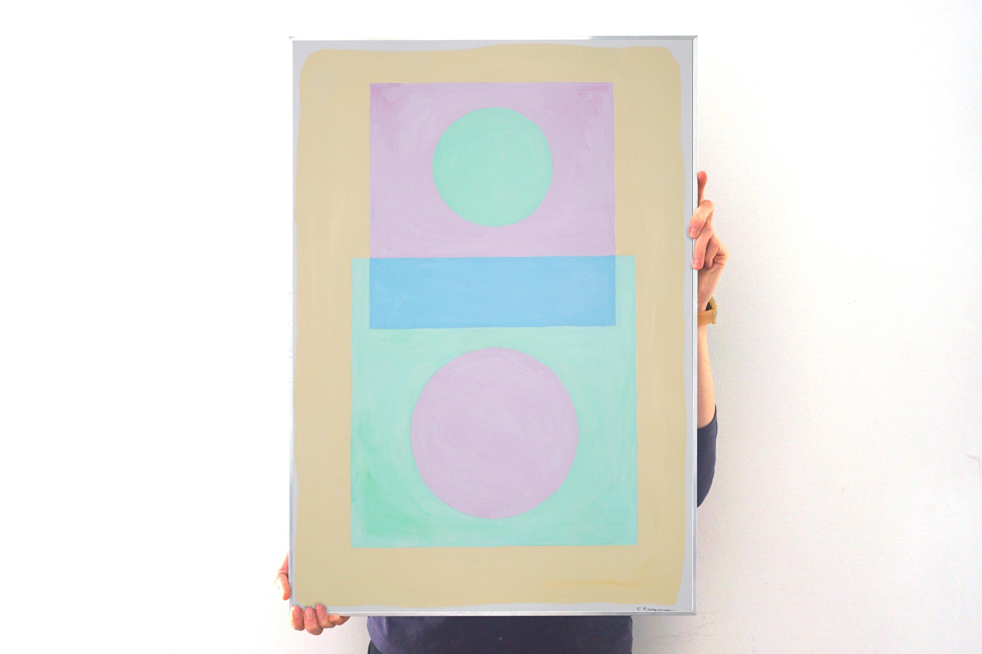 Pastel Divisions, Suprematist Style in Soft Tones, Yellow and Pink Geometry 2022 - Painting by Ryan Rivadeneyra