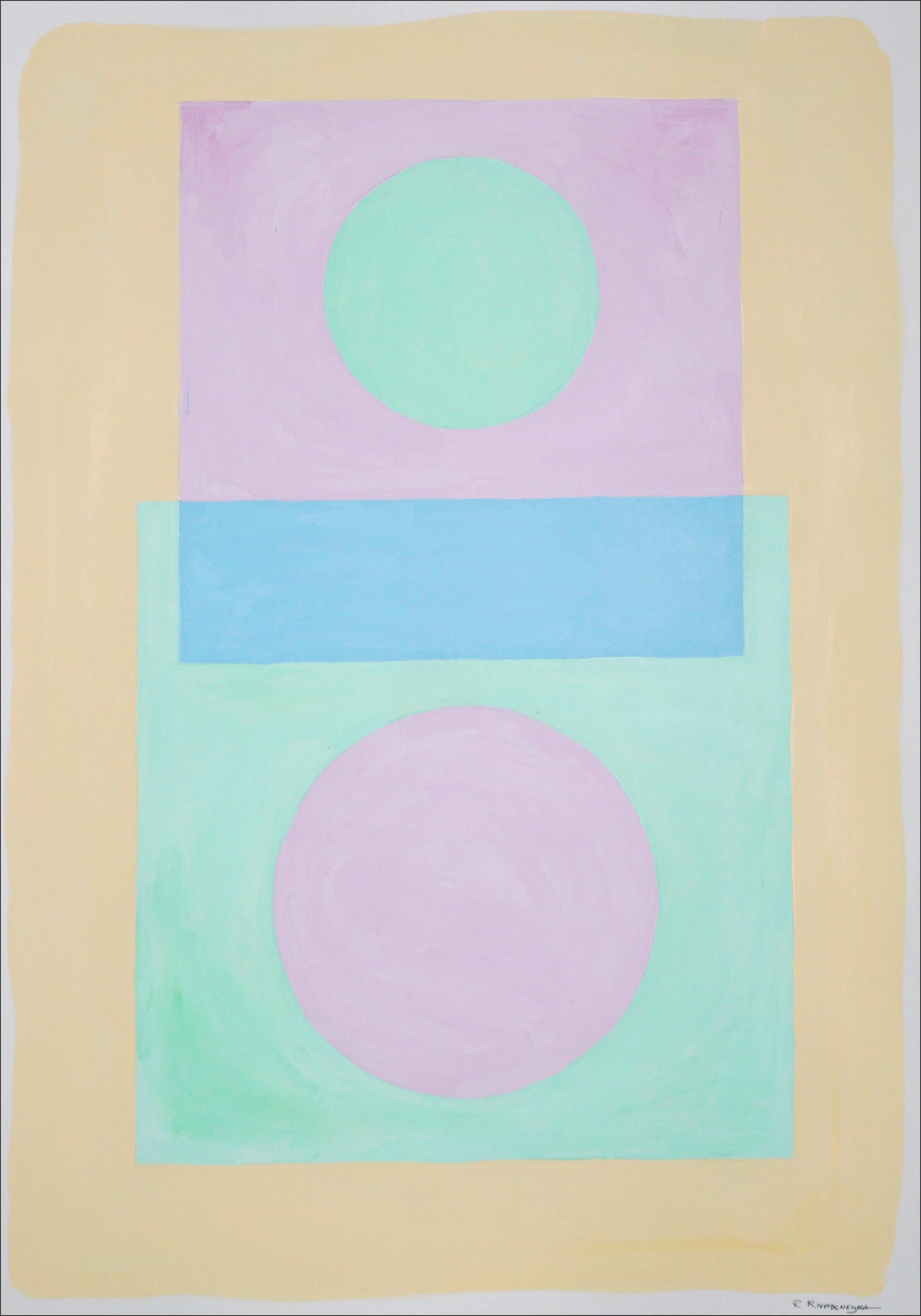 Pastel Divisions, Suprematist Style in Soft Tones, Yellow and Pink Geometry 2022