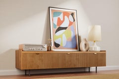 Pastel Fifties Shapes, Organic Mid Century, Vivid Tones Googie Shapes on Paper