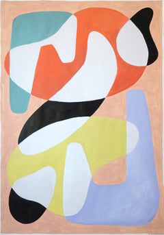Pastel Fifties Shapes, Organic Mid Century, Vivid Tones Googie Shapes on Paper