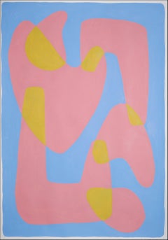 Pastel Futurist Arrows, Red, Yellow and Blue Mid-Century Abstract Figures, 2022