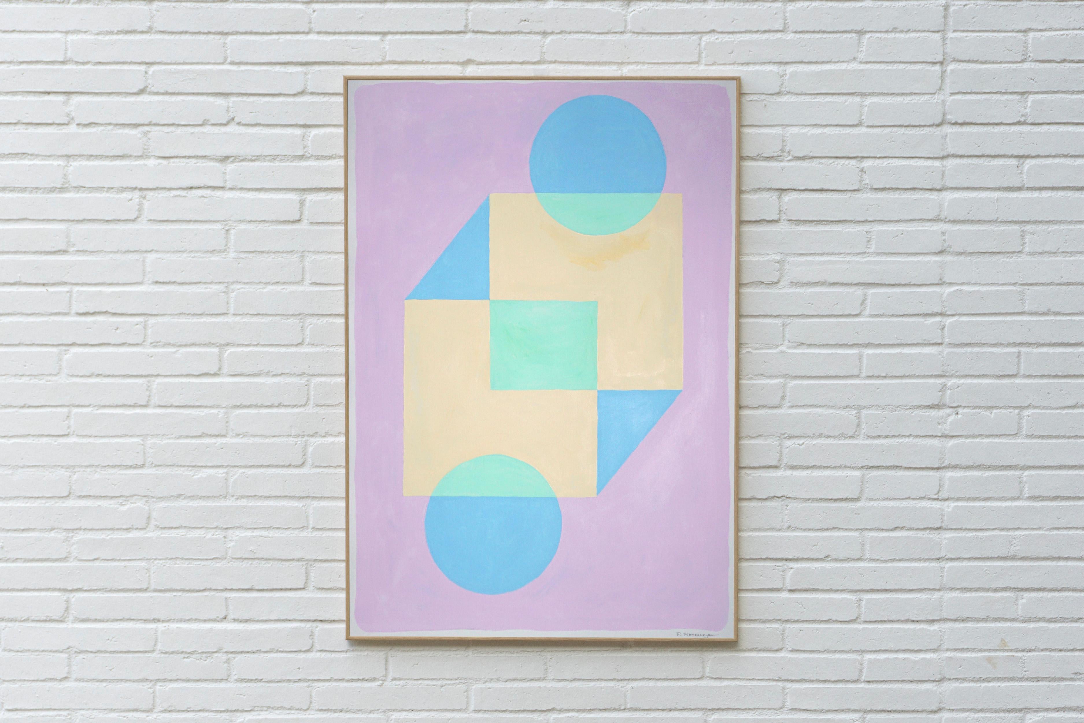 Pastel Prism, Soft Pink and Blue Tones, Constructivist Geometric,  Abstract   For Sale 1