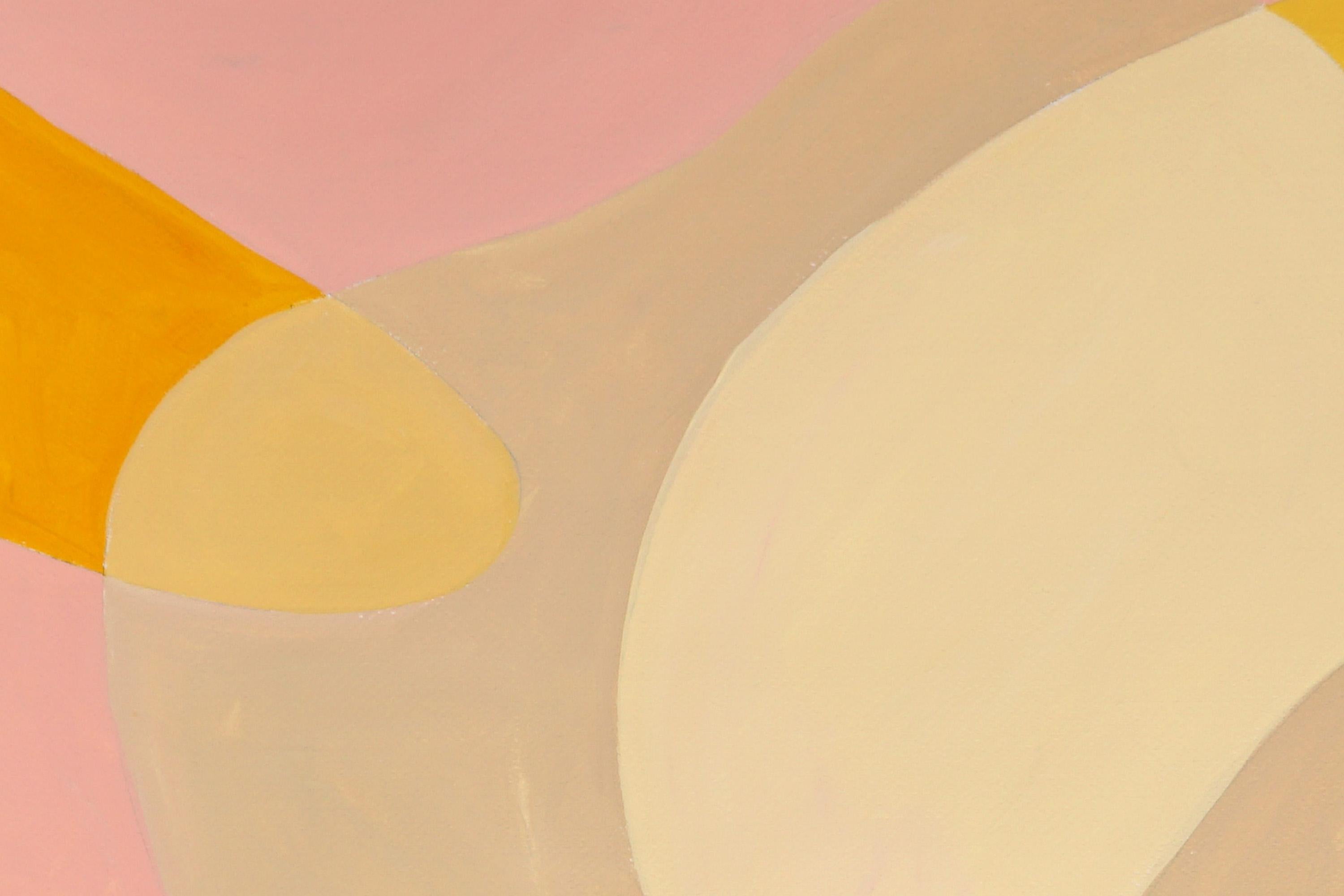 Rosa Lagoon-Sand, Dreifach- Triptychon in Form von Mid-Century-Stücken, Abstrakte Gold Transparenzen  im Angebot 7
