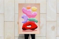 Pop Rocks, Pila de Piedras de Colores, Rojo, Rosa, Verde, Formas de Render 3D, Papel