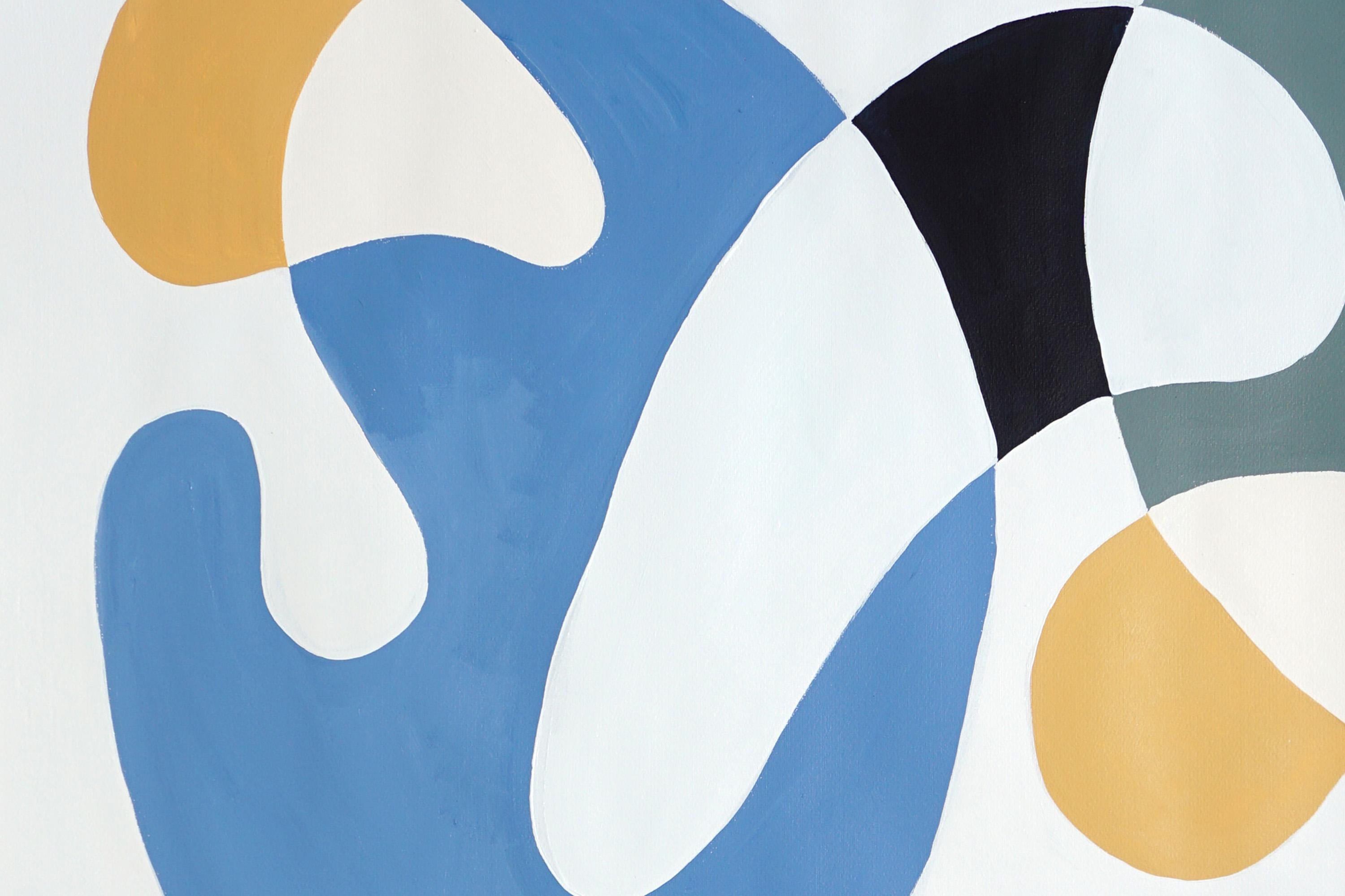 Primary Color Curves, Mid-century Modern Shapes, Triptych, Organic Forms, Paper For Sale 5