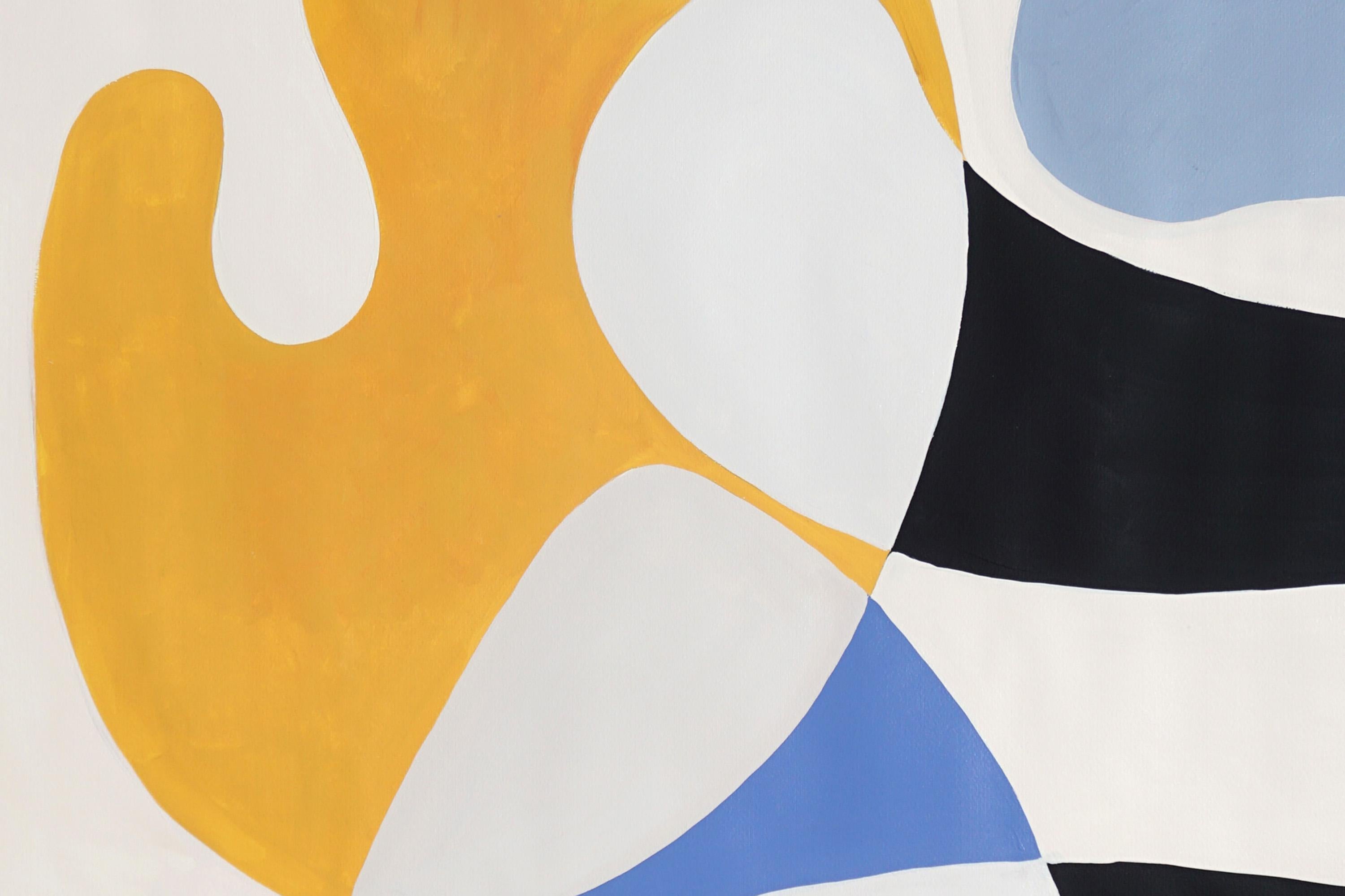 Primary Color Curves, Mid-century Modern Shapes, Triptych, Organic Forms, Paper For Sale 5