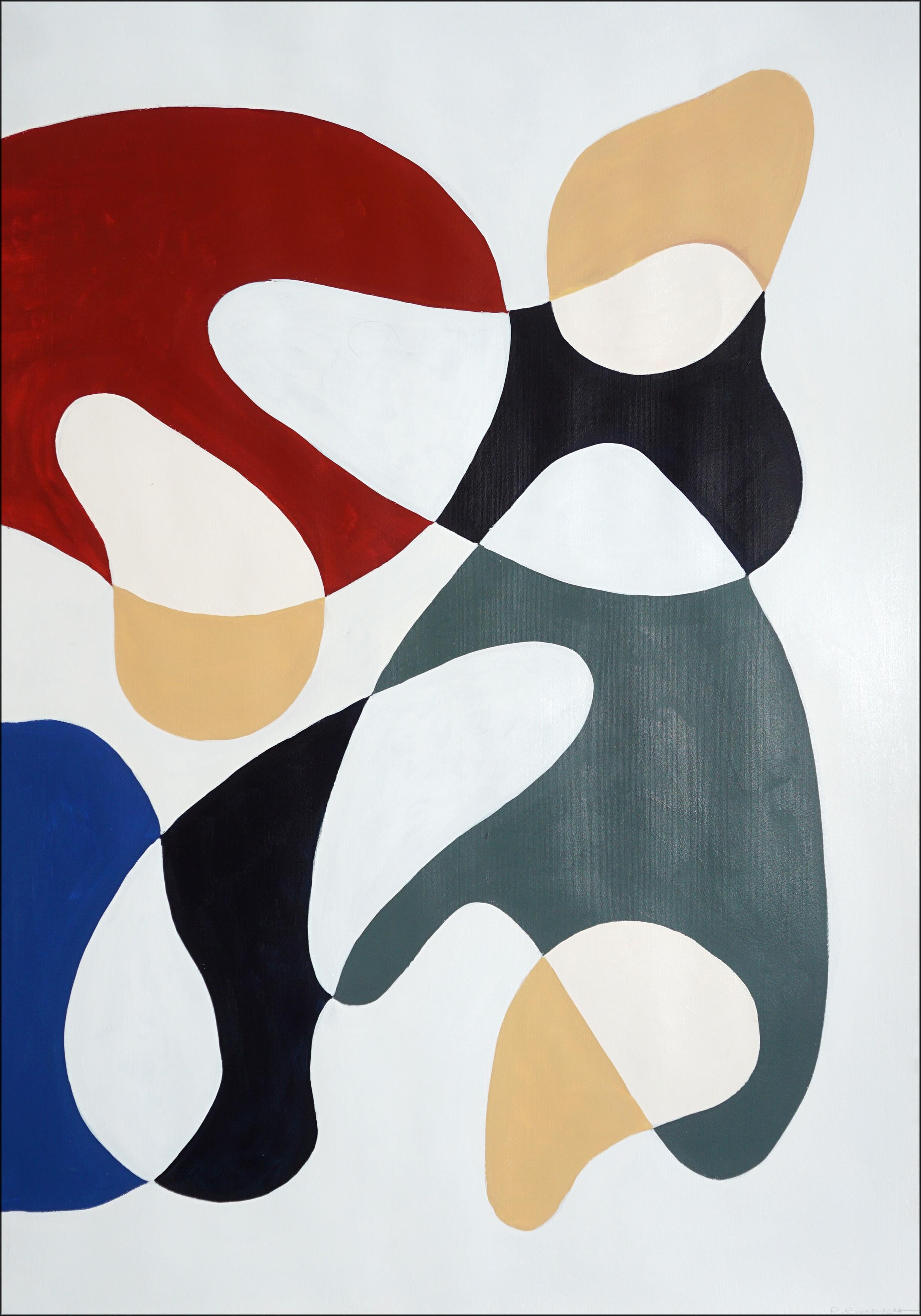 Primary Color Curves, Mid-century Modern Shapes, Triptych, Organic Forms, Paper For Sale 1