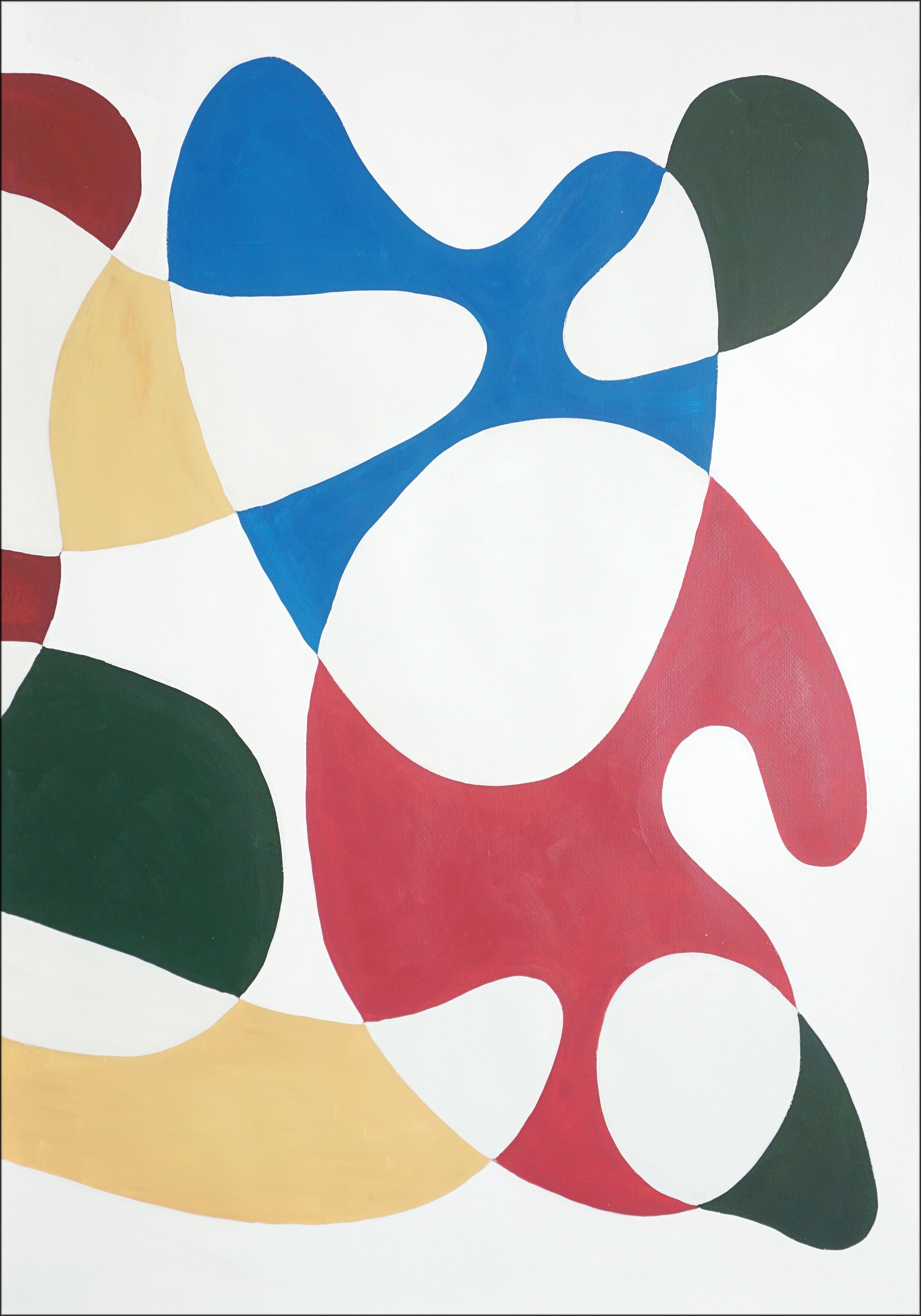 Kurven in Primärfarben, Moderne Formen aus der Mitte des Jahrhunderts, Triptychon, Organische Formen, Papier im Angebot 1
