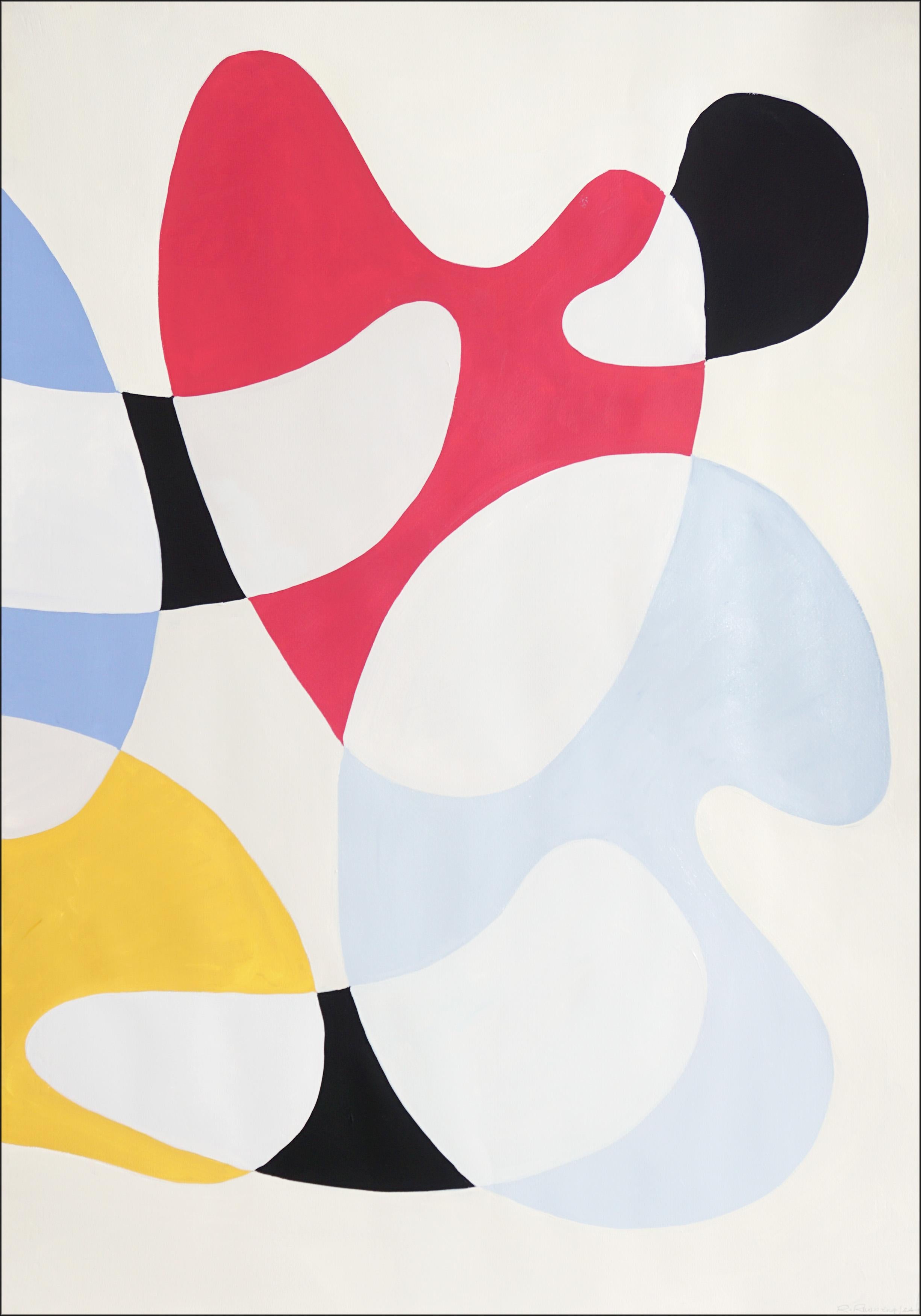 Primary Color Curves, Mid-century Modern Shapes, Triptych, Organic Forms, Paper For Sale 1