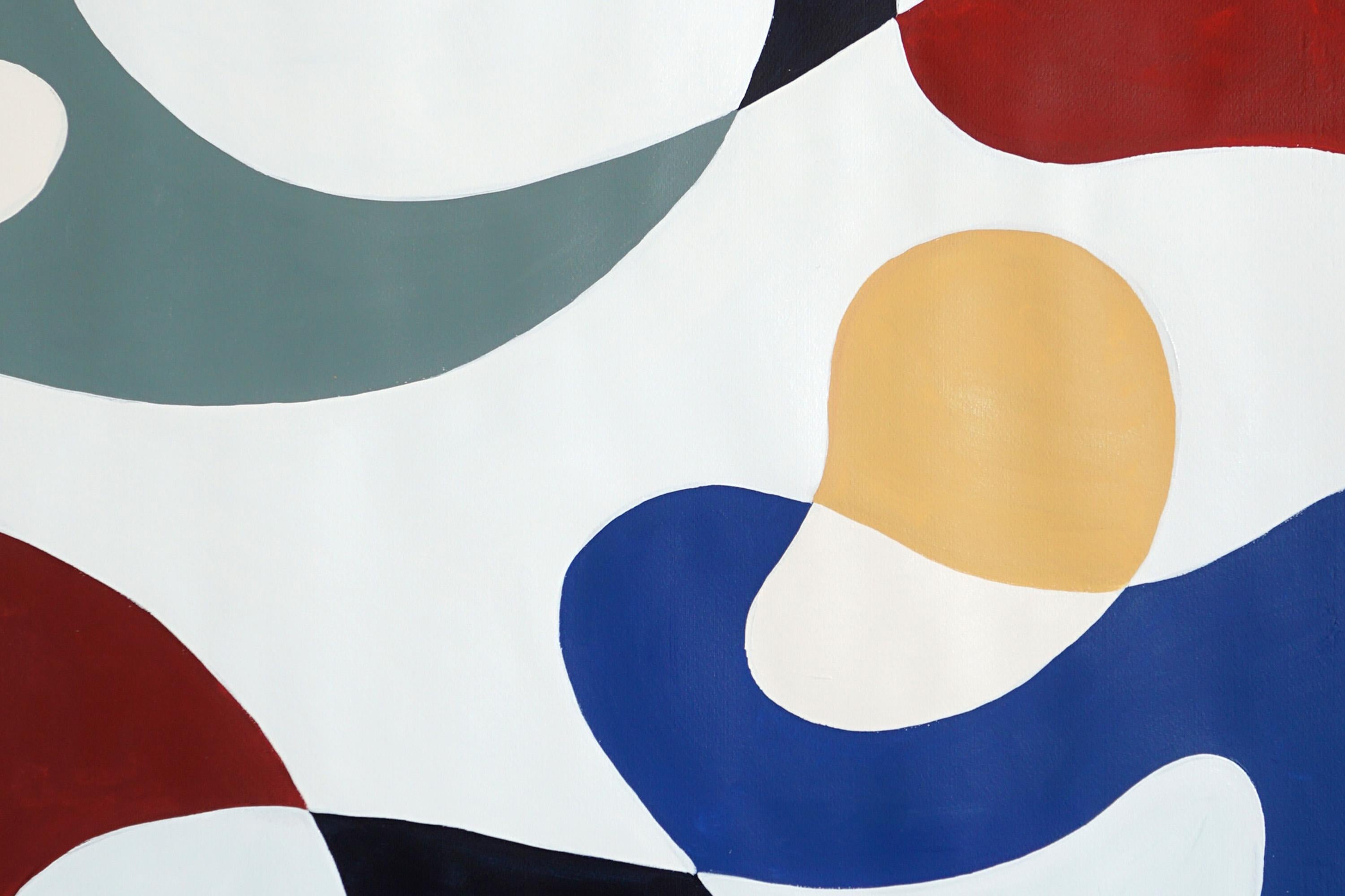 Primary Color Curves, Mid-century Modern Shapes, Triptych, Organic Forms, Paper For Sale 2