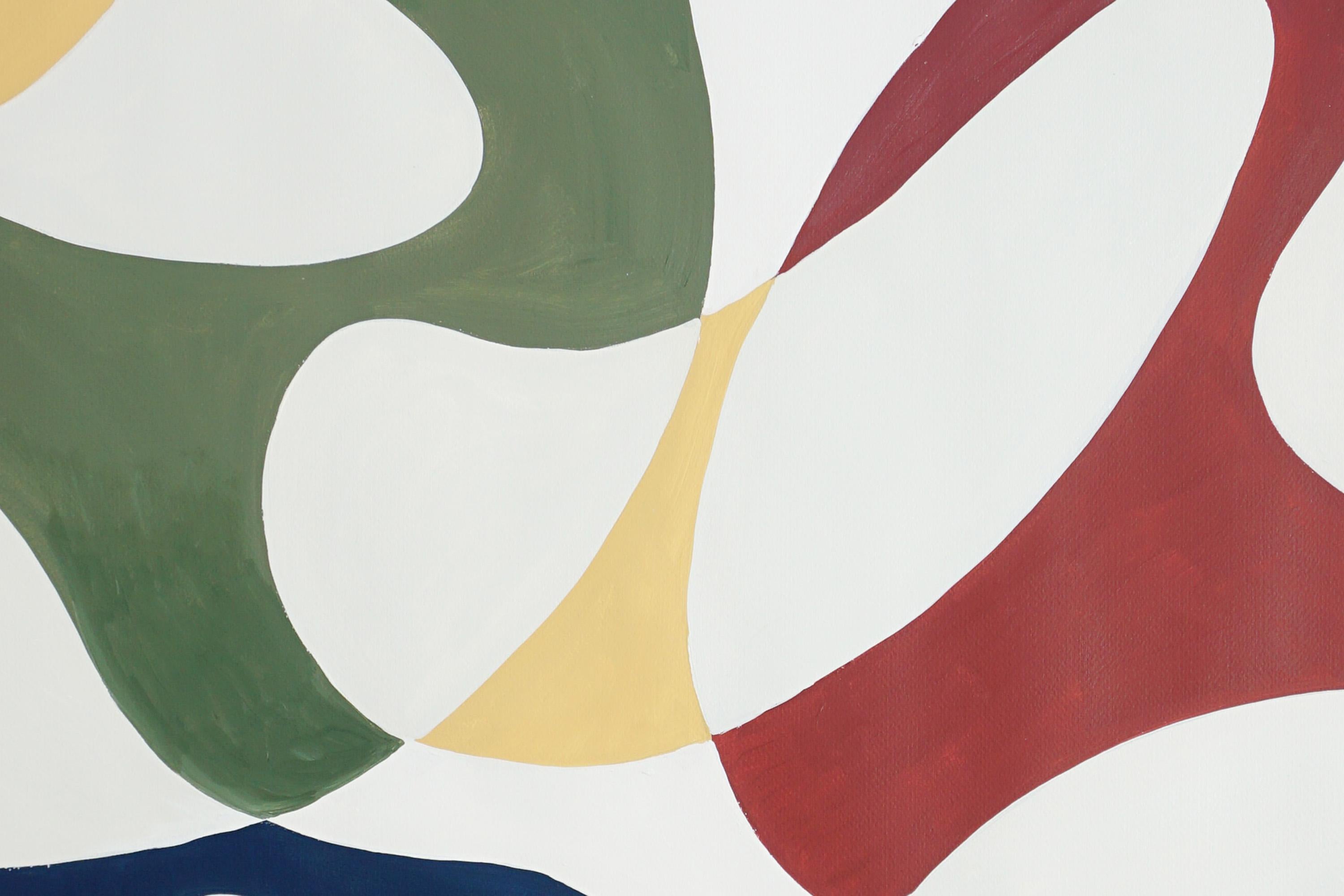 Kurven in Primärfarben, Moderne Formen aus der Mitte des Jahrhunderts, Triptychon, Organische Formen, Papier im Angebot 3