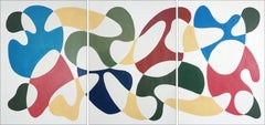 Courbes en couleurs primaires, Shape + Form moderne, Triptyque, Formes organiques, Papier