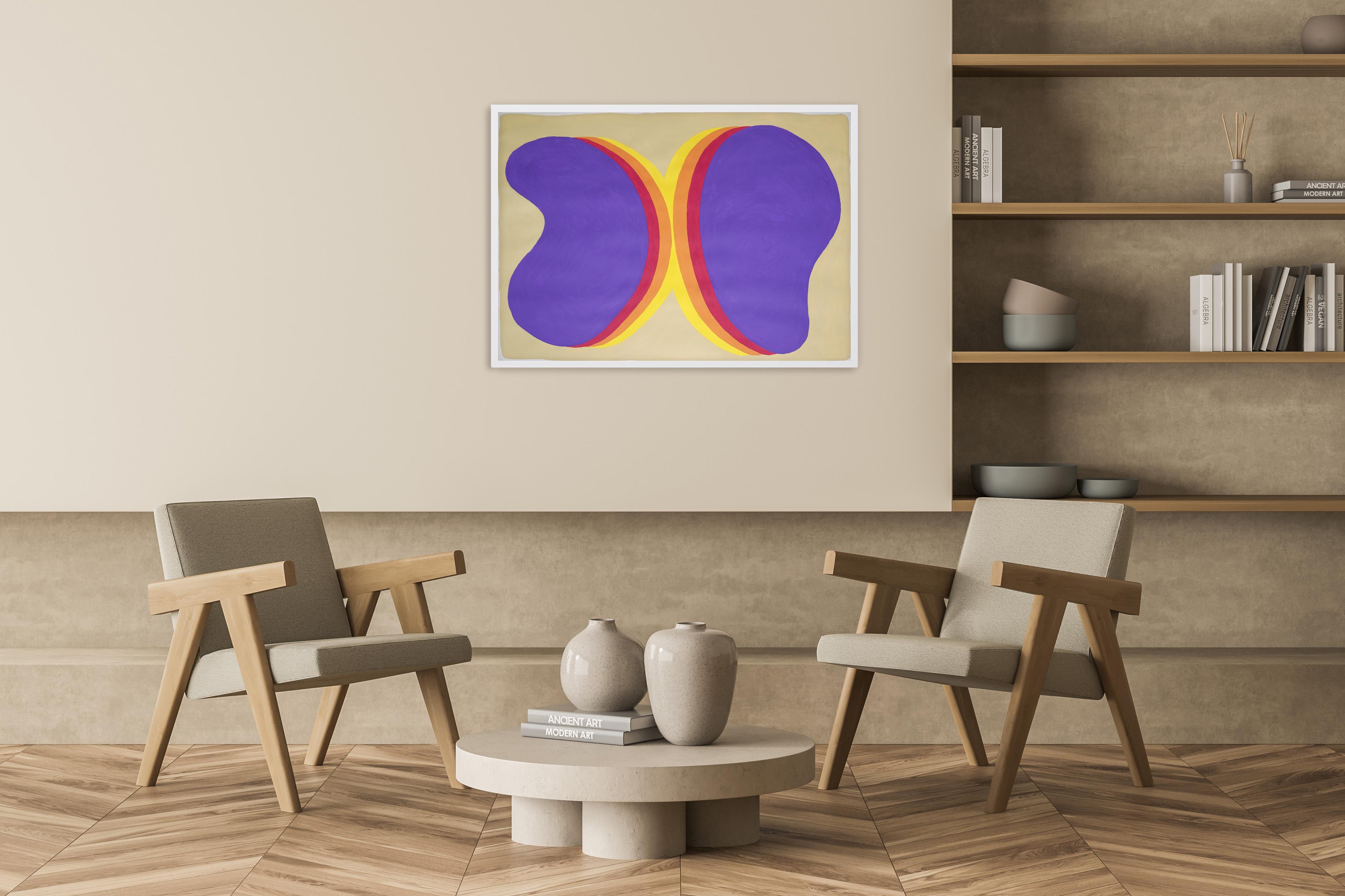 Purple Desert Mirage, Large Geometric Painting in Pale Tones, Rainbow Gradient  For Sale 2