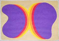 Purple Desert Mirage, Large Geometric Painting in Pale Tones, Rainbow Gradient 