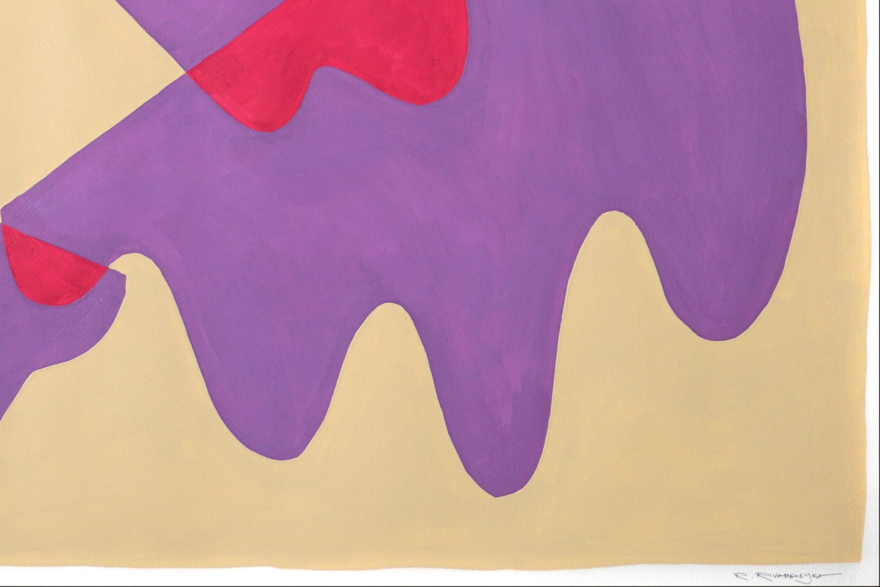 Purple Desert Pools, Large Diptych Mid-Century Modern Shapes Mauve, Pink, Beige 2