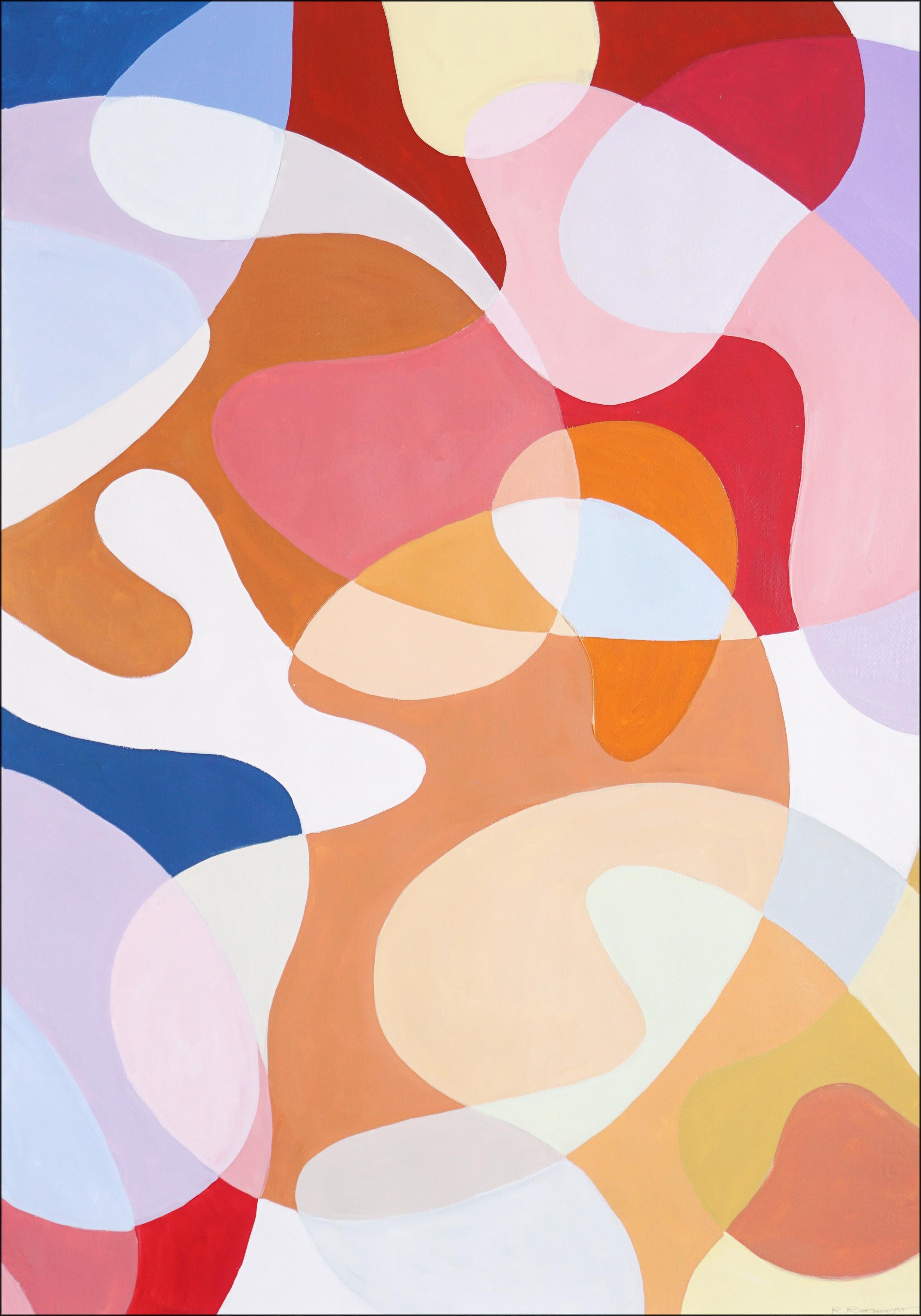 Rainbow Curves, Painter's Palette Translucent Shapes, Large Diptych on Paper For Sale 1