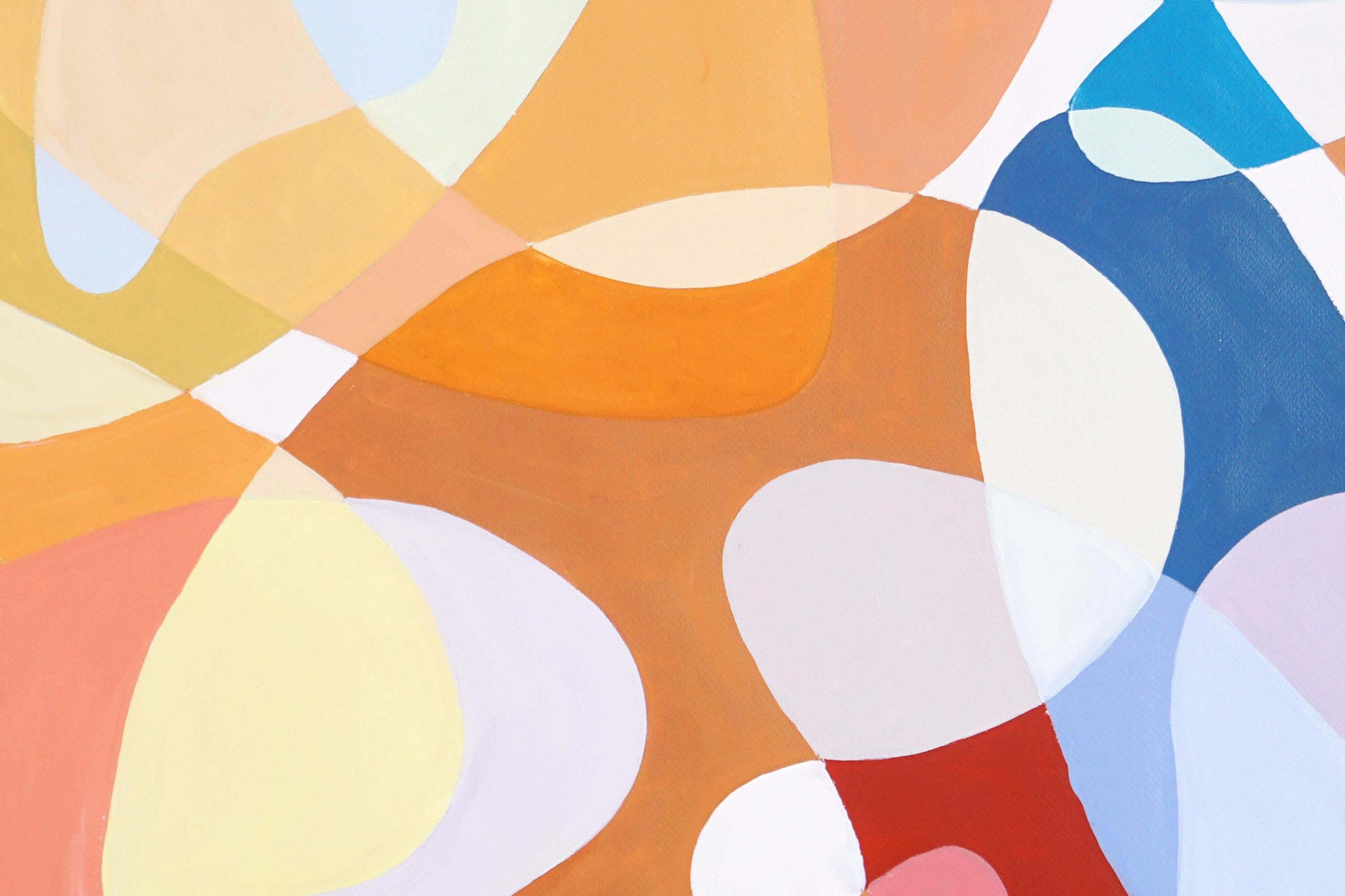 Rainbow Curves, Painter's Palette Translucent Shapes, Large Diptych on Paper For Sale 3