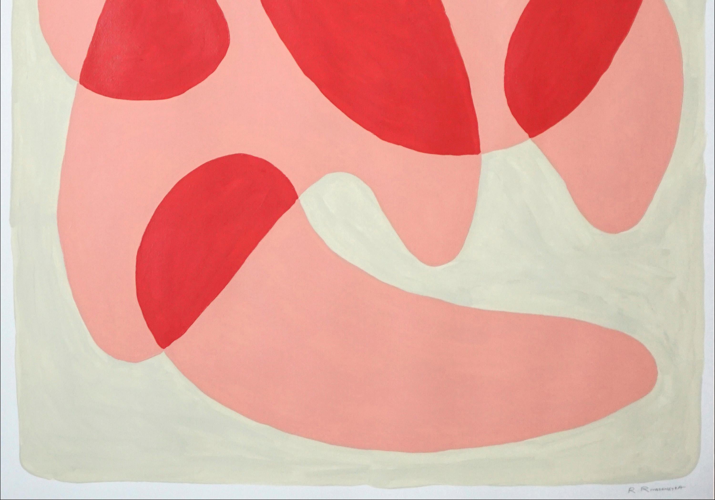 Rounded Simple Shapes in Warm Tones, Pastel Palette, Mid-Century Painting, 2021 3