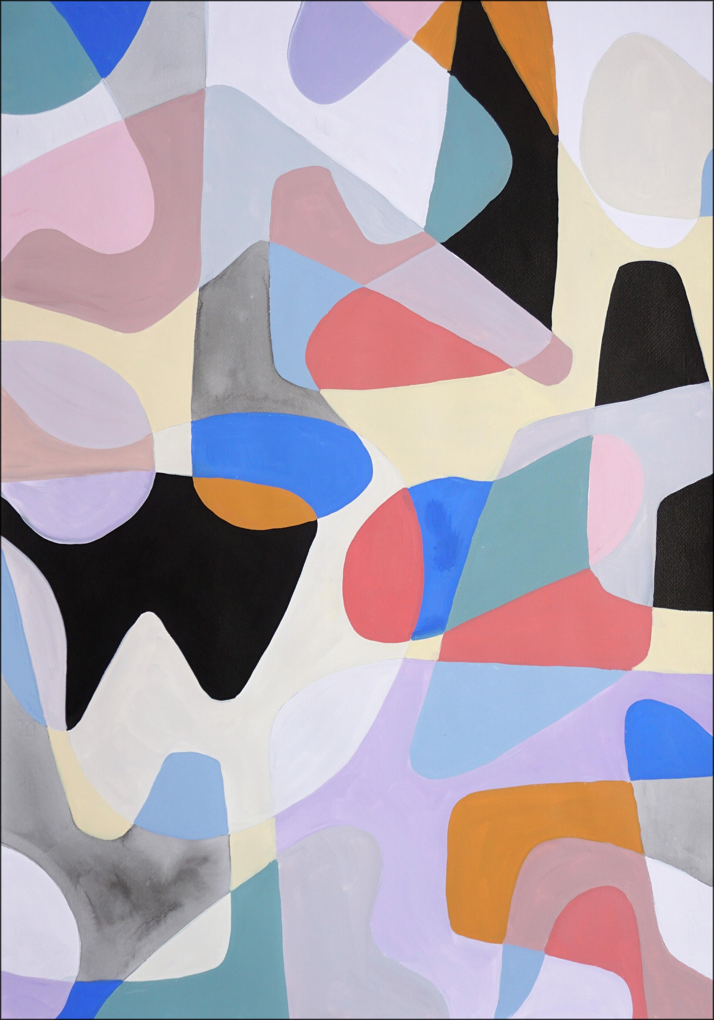 Díptico de Formas Modernistas Barajadas, Formas Vanguardistas Superpuestas en Tonos Pasteles - Painting moderno estadounidense de Ryan Rivadeneyra
