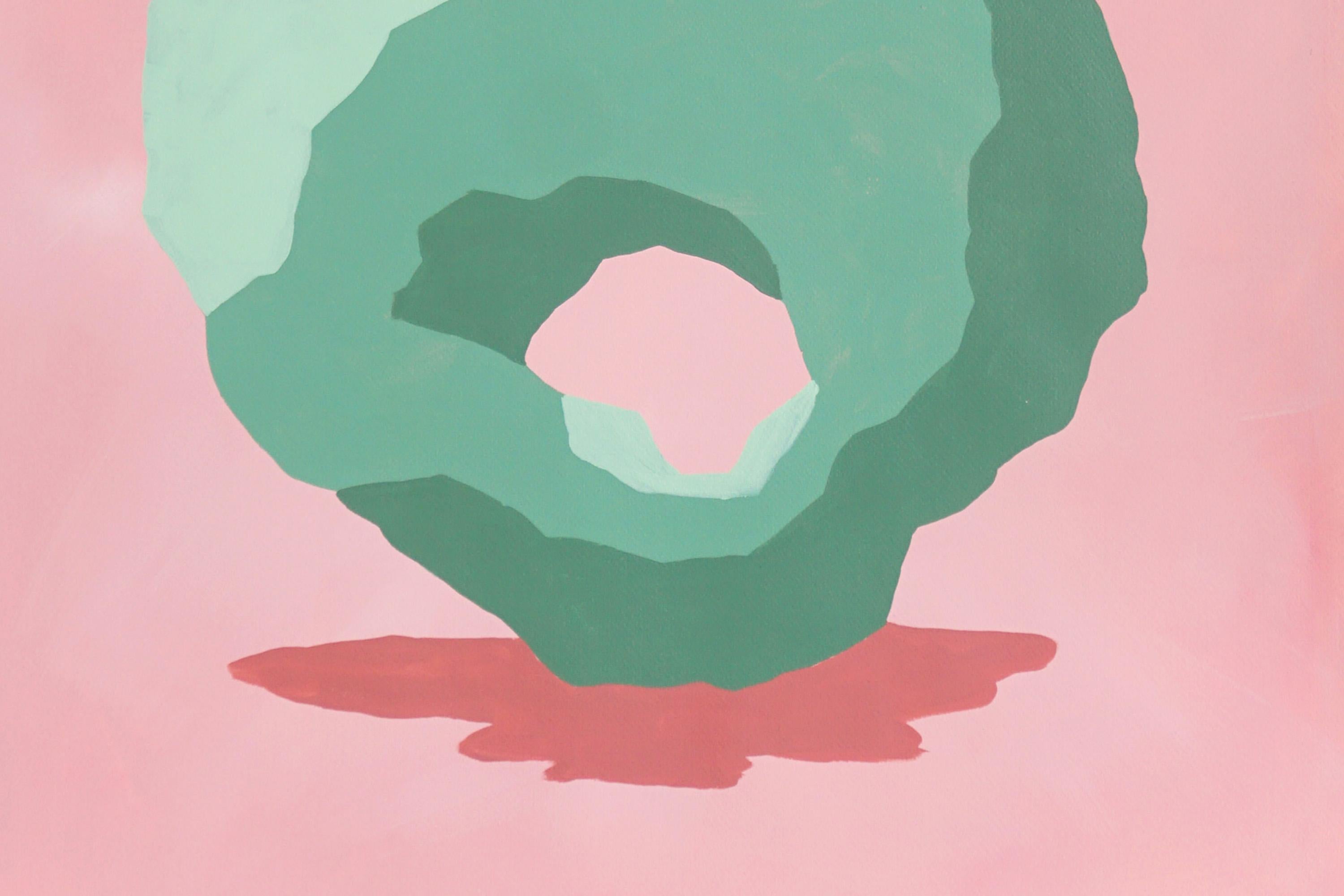Cactus del desierto de Sonora, pila geométrica en tonos pastel, piedras en verde, rosa, 3D en venta 2