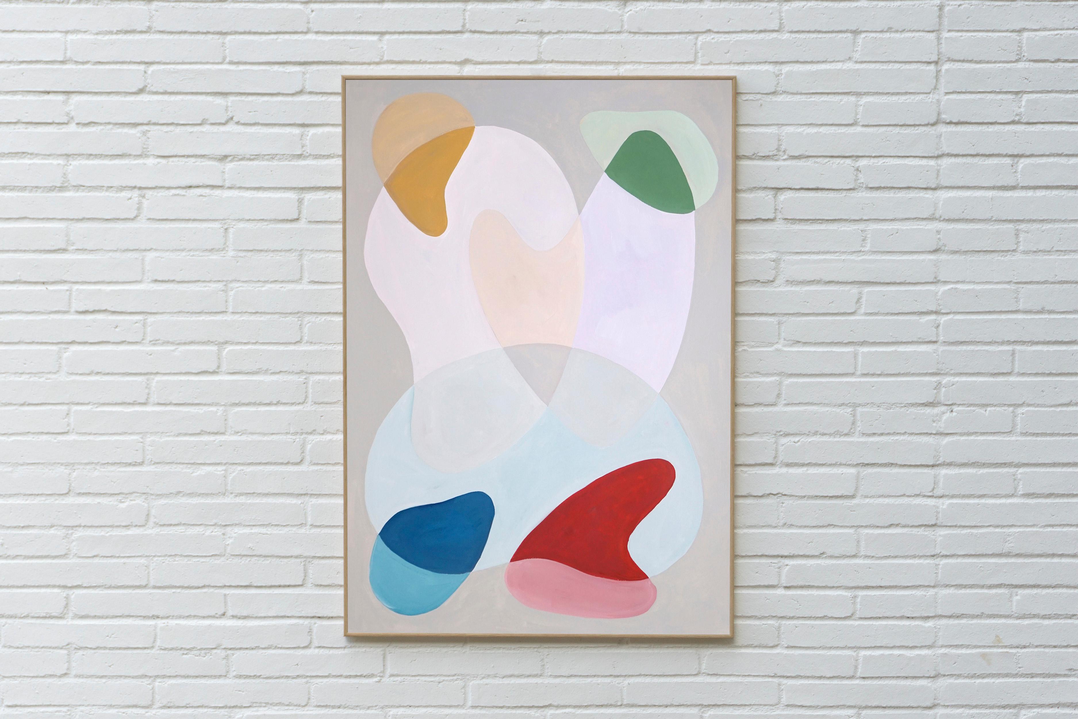 Subtile pastellfarbene Kurven, organische Mid-Century-Formen, getönte Daunenfarben, Transparenz – Painting von Ryan Rivadeneyra