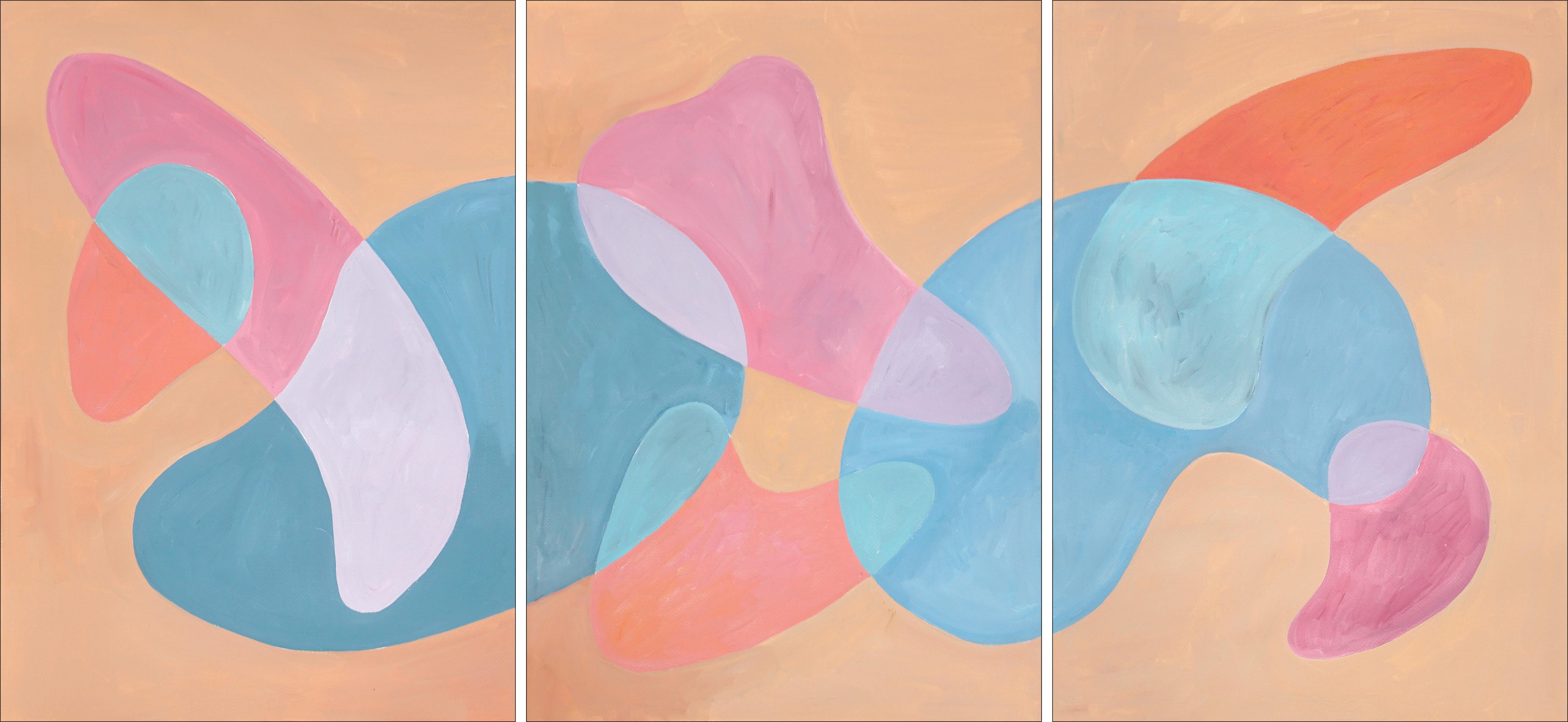 Summer Beach Puddles, Coral Tones, Turquoise Kidney Pools, Abstract Modern Forms