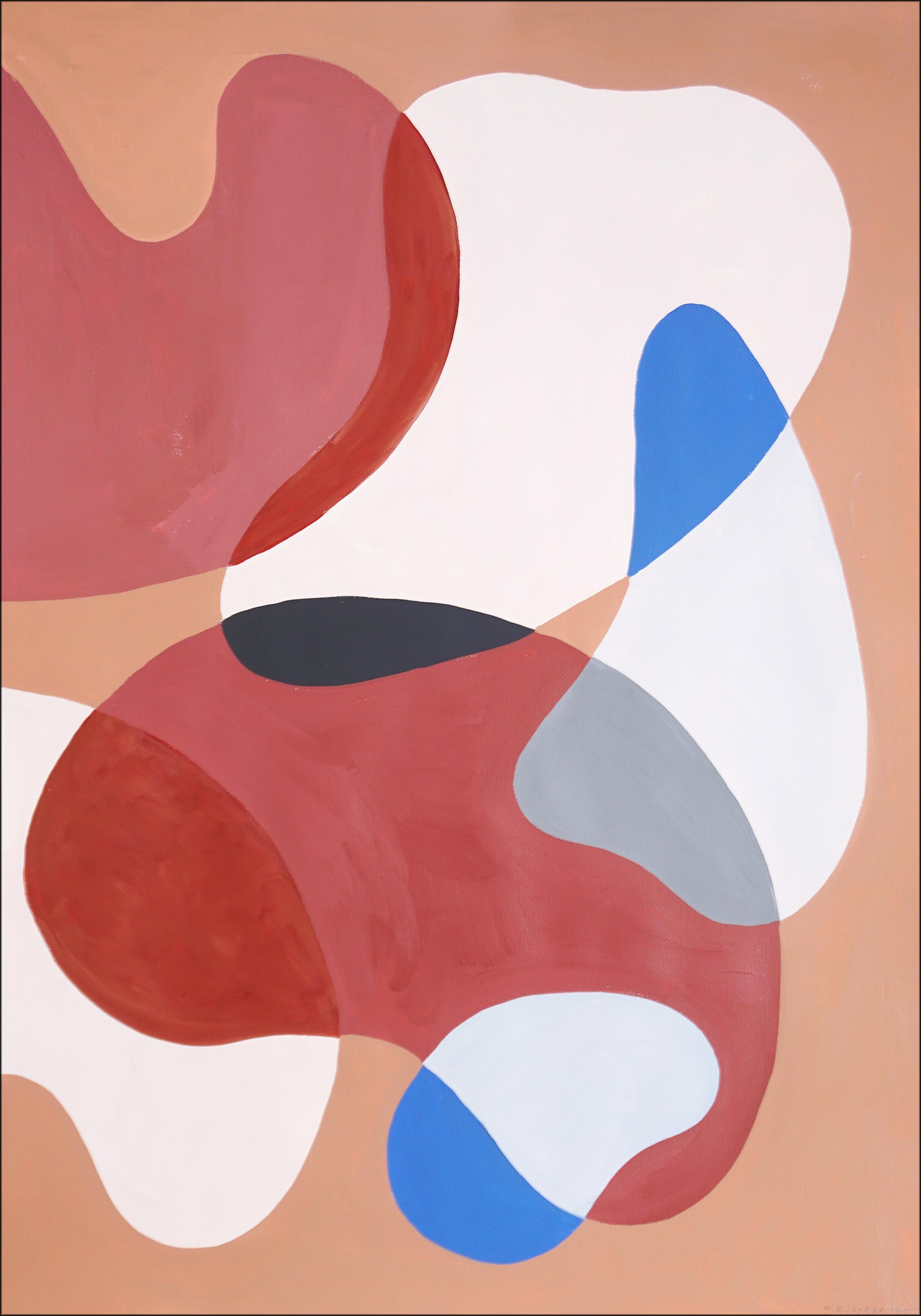 Cueva de Terracota, Formas Abstractas Modernas de Mediados de Siglo, Díptico de Pintura sobre Papel - Abstract Painting Beige de Ryan Rivadeneyra
