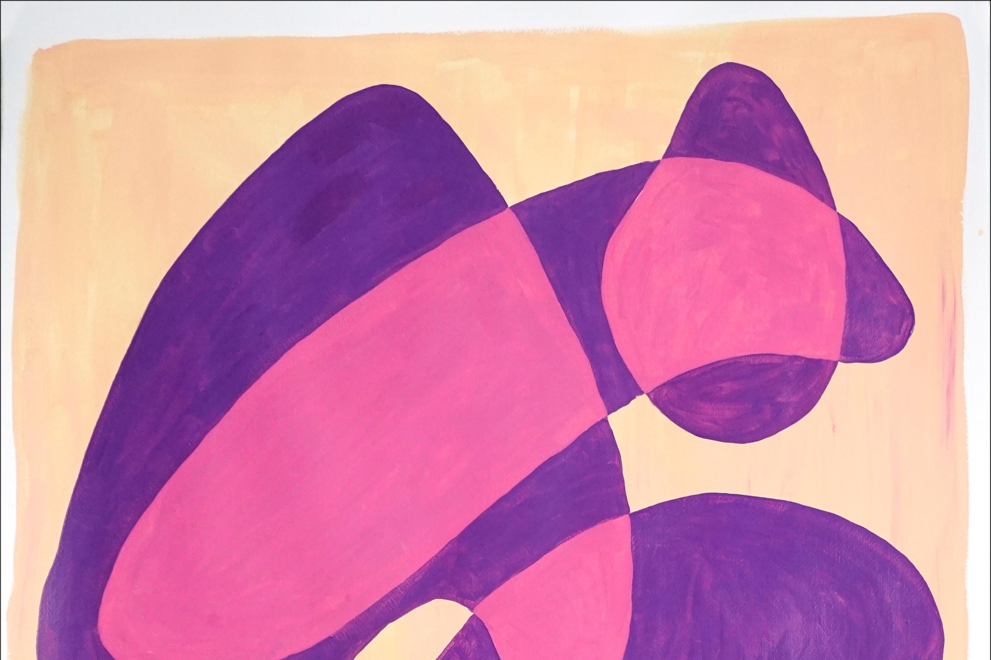 Violette, durchscheinende Blasen, Mid-Century-Formen in warmen Tönen, sich überlappende Schichten (Art déco), Painting, von Ryan Rivadeneyra